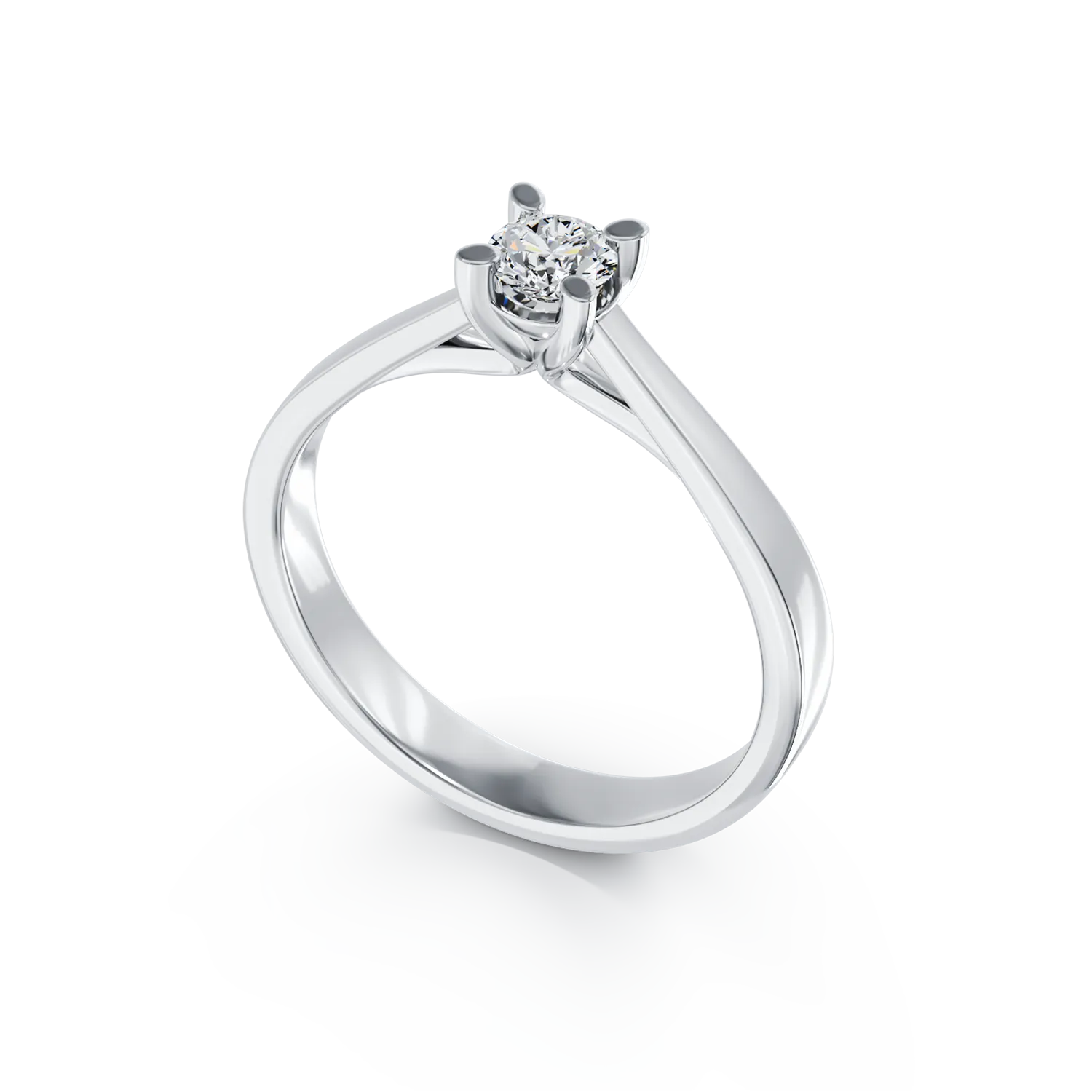 Inel de logodna din aur alb cu un diamant solitaire de 0.15ct