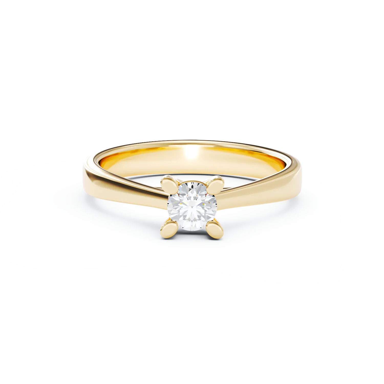 Inel de logodna din aur galben de 14K cu un diamant solitaire de 0.15ct