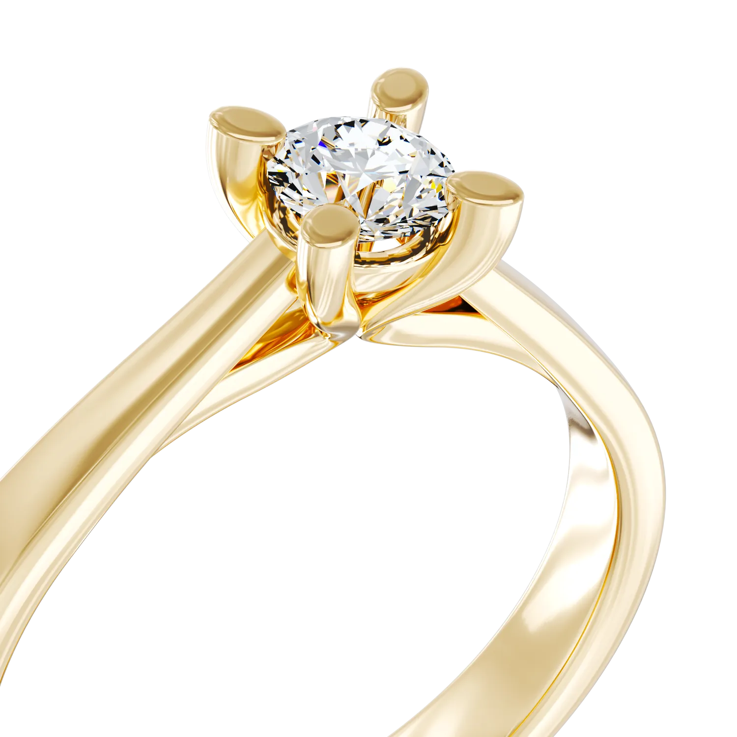 Годежен пръстен от 14K жълто злато с диамант пасианс 0.15ct
