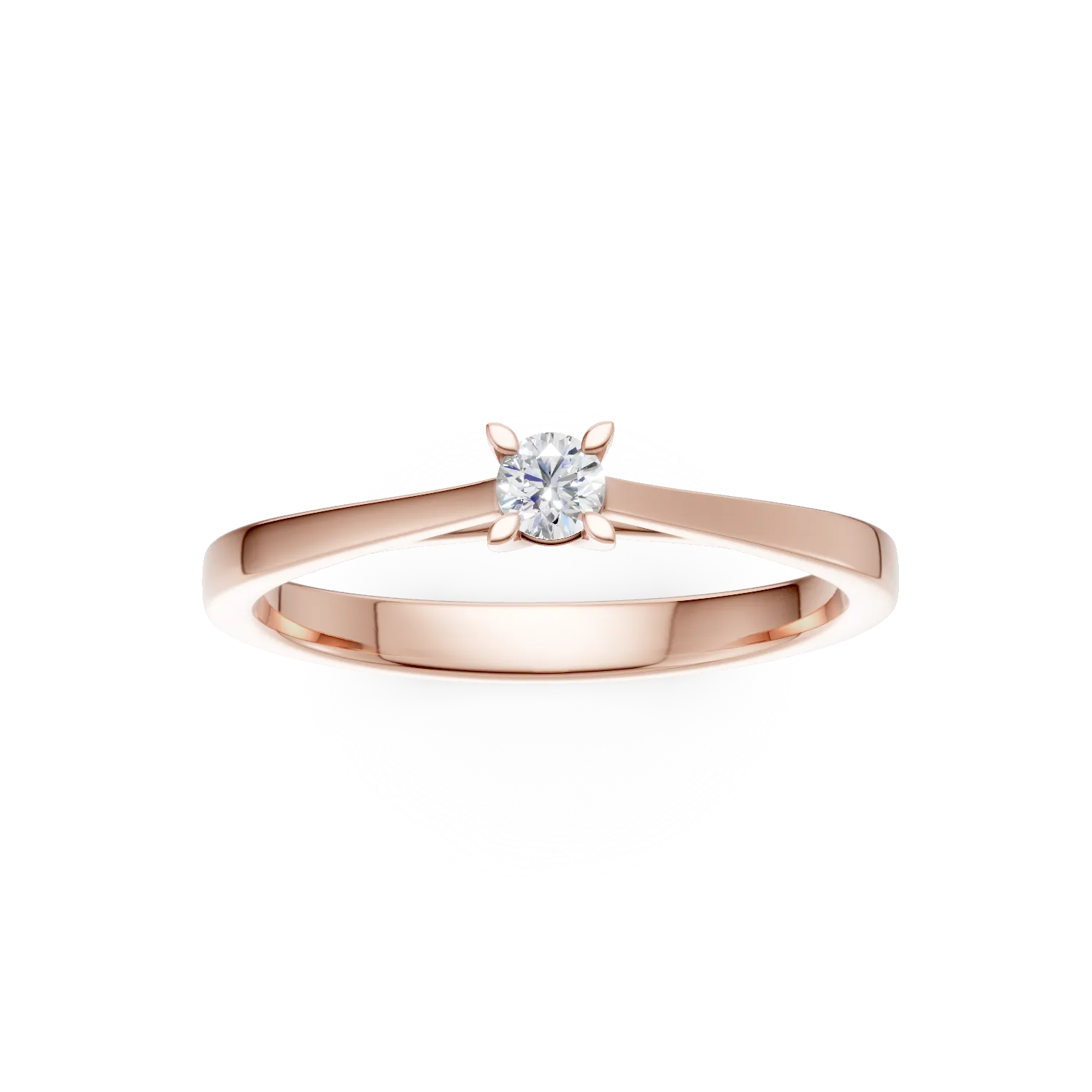14K rózsaszín arany eljegyzési gyűrű 0.15ct pasziánsz gyémánttal