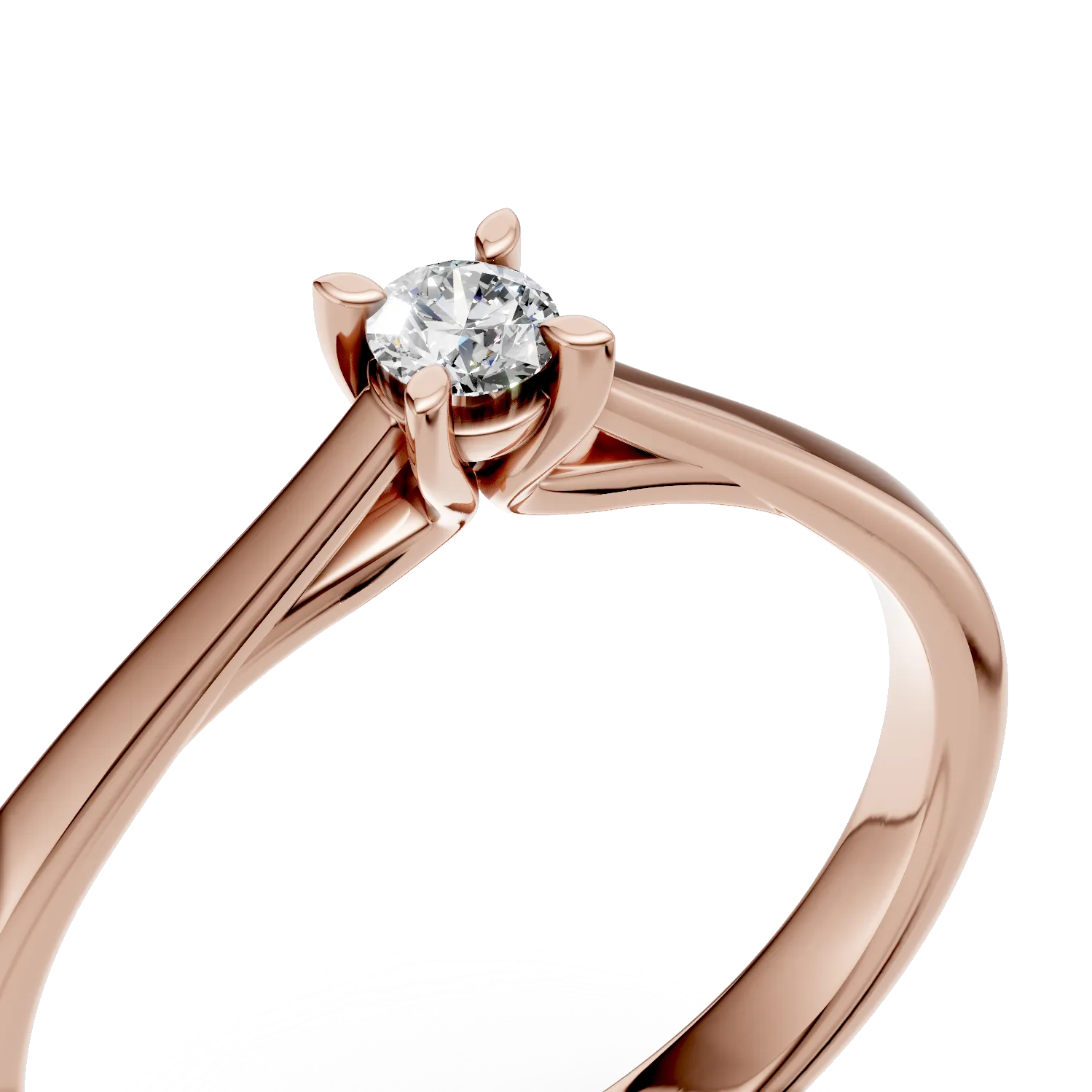 14K rózsaszín arany eljegyzési gyűrű 0.15ct pasziánsz gyémánttal