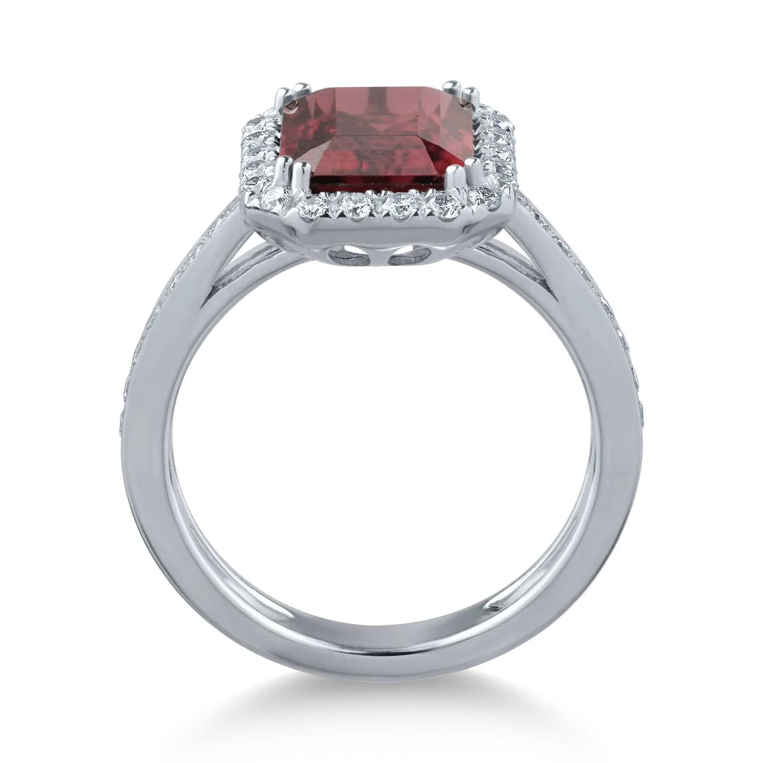 18K fehérarany gyűrű 3.02ct rózsaszín turmalinnal és 0.43ct gyémántokkal