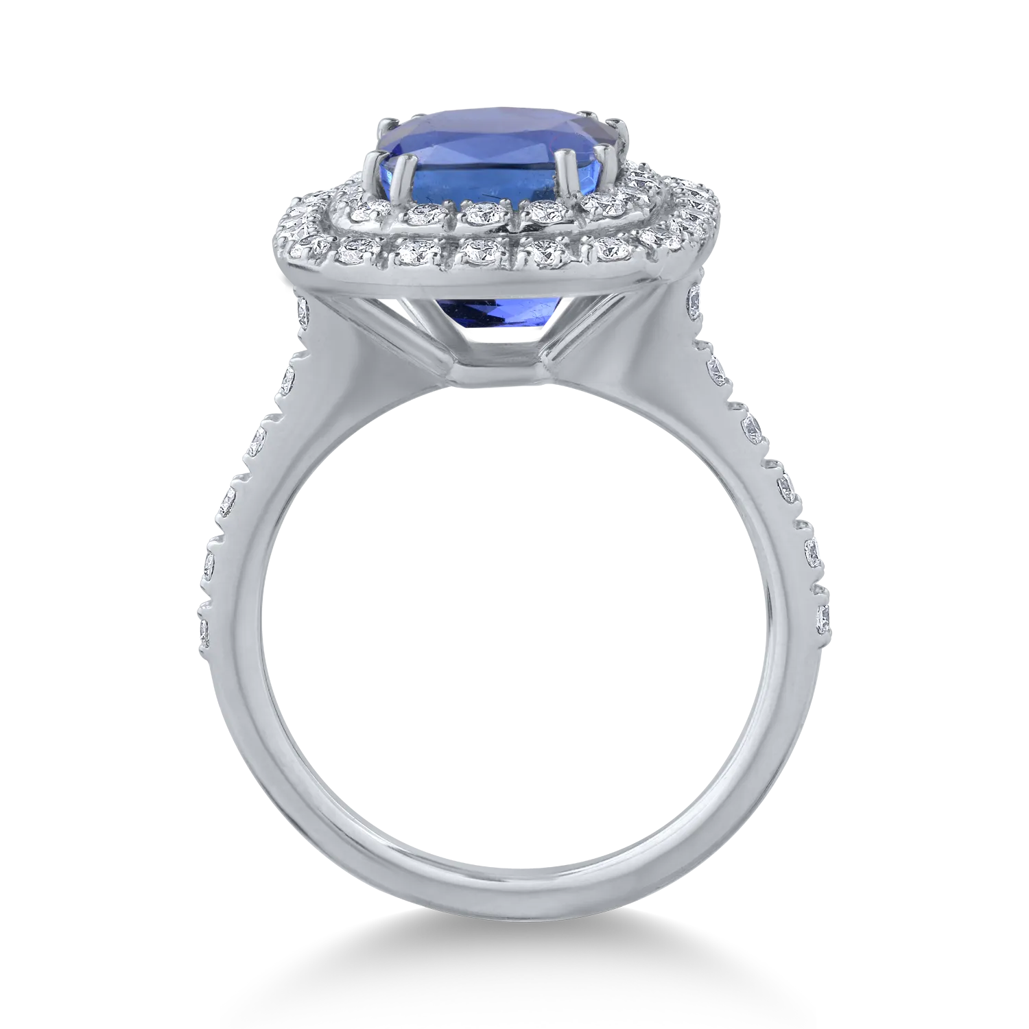 18K fehérarany gyűrű 4.03ct tanzanittal és 0.64ct gyémántokkal