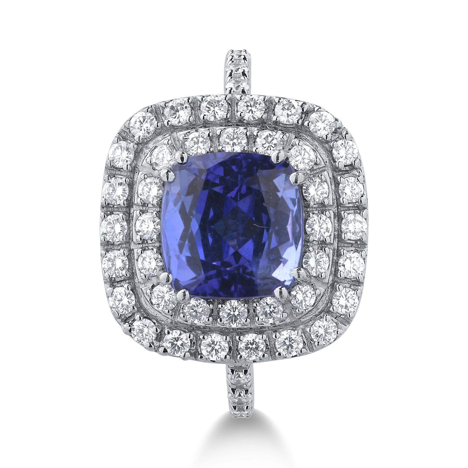 Inel din aur alb cu tanzanit de 4.03ct si diamante de 0.64ct - imagine 3