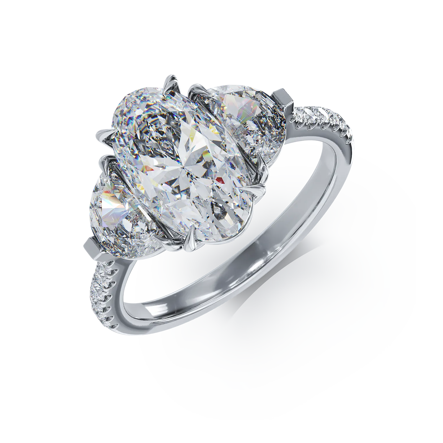 Inel din aur alb de 18K cu diamant de 2ct si diamante de 0.99ct