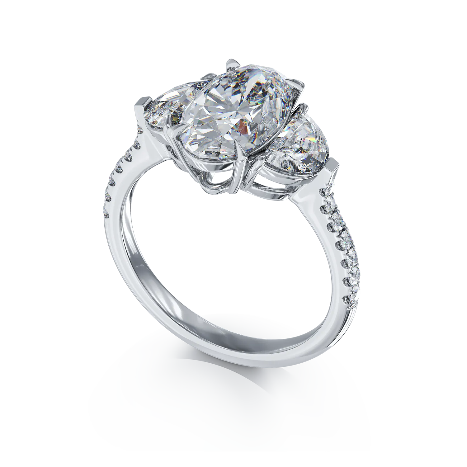 18K white gold ring with 2ct diamond and 0.99ct diamonds