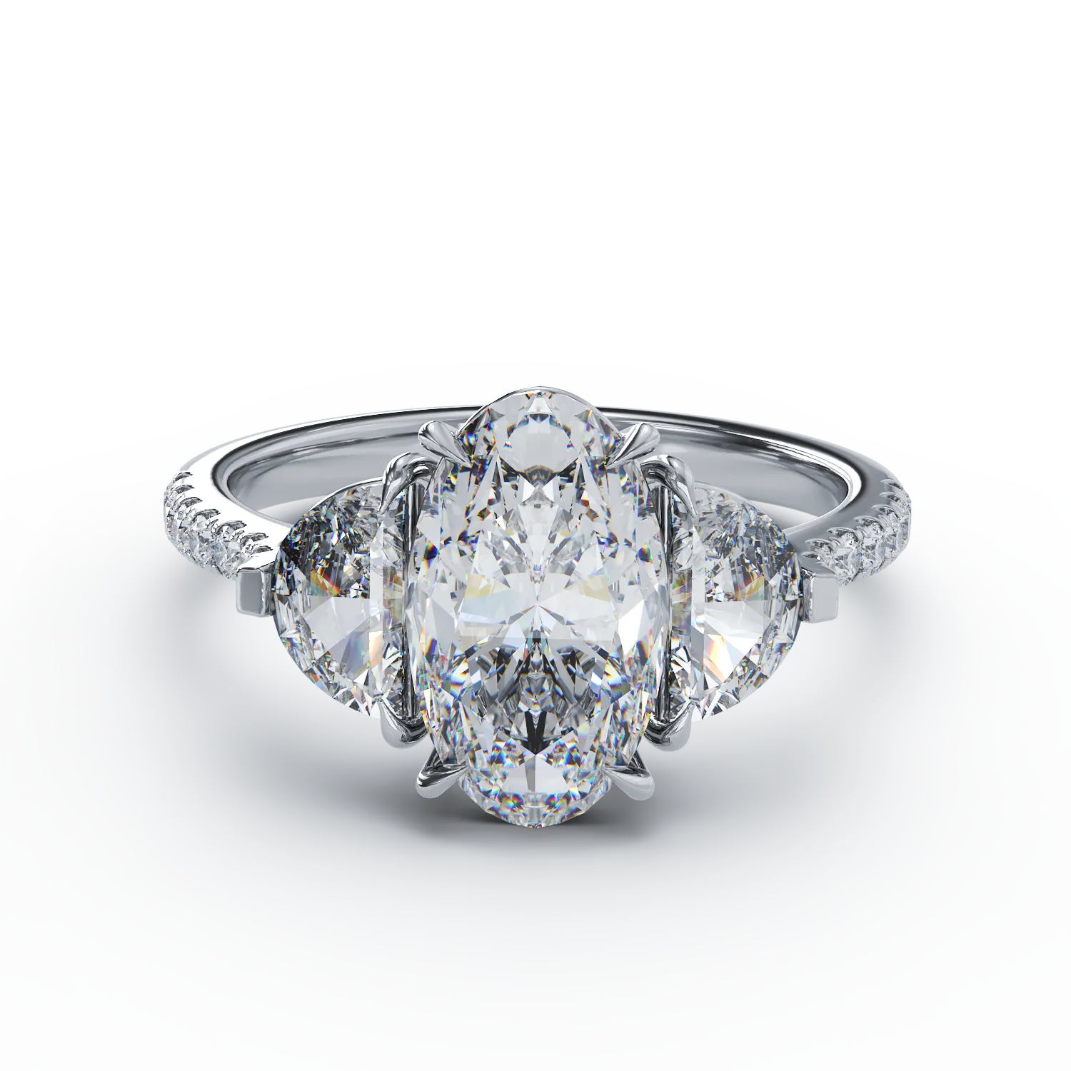 18K fehérarany gyűrű 2ct gyémánttal és 0.99ct gyémántokkal