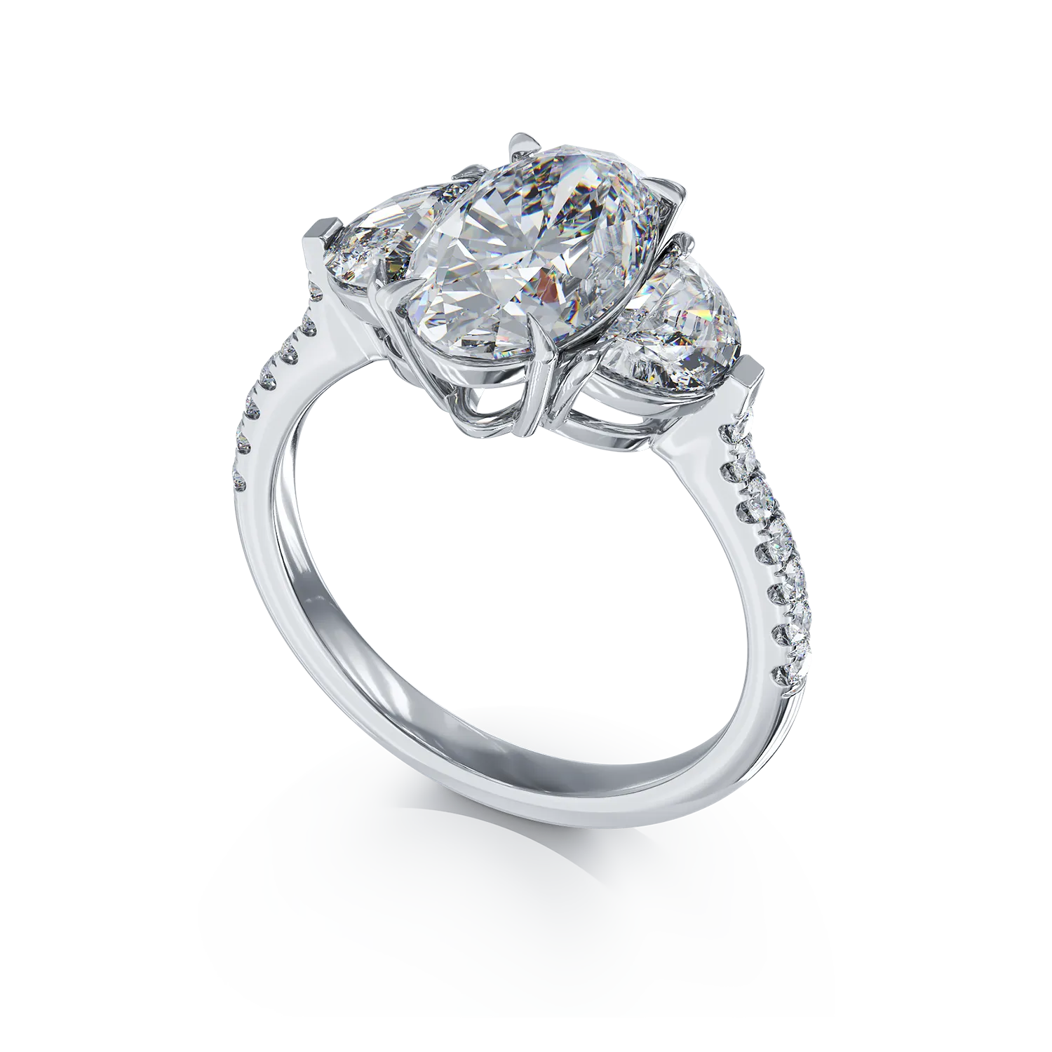 Пръстен от 18K бяло злато с 2ct диамант и 0.99ct диаманти