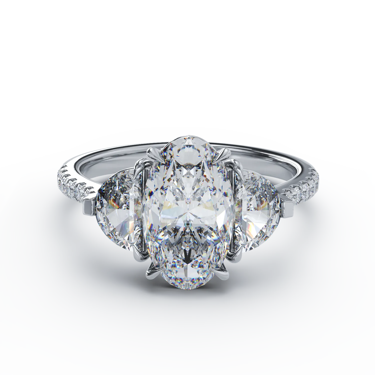 Пръстен от 18K бяло злато с 2ct диамант и 0.99ct диаманти