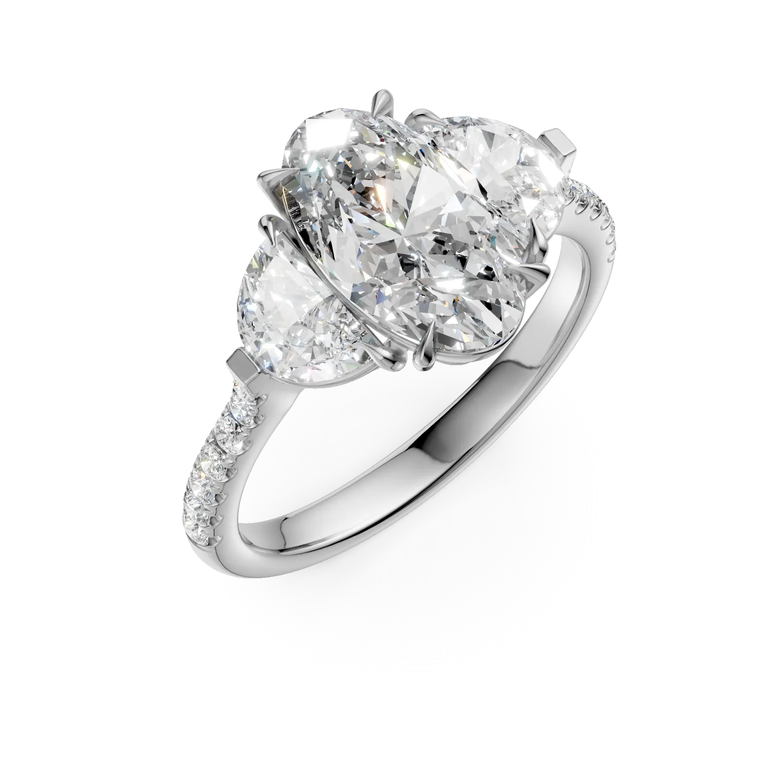 Inel din aur alb cu diamant oval de 2ct si diamante de 0.99ct-153015