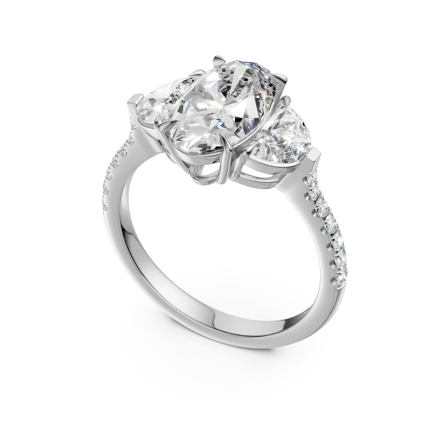 Пръстен от 18K бяло злато с 2ct диамант и 0.99ct диаманти