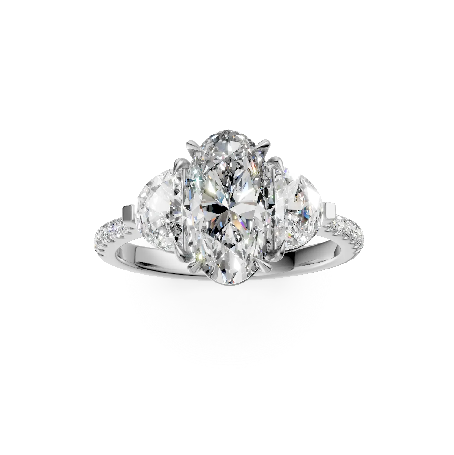 Пръстен от 18K бяло злато с 2ct диамант и 0.99ct диаманти