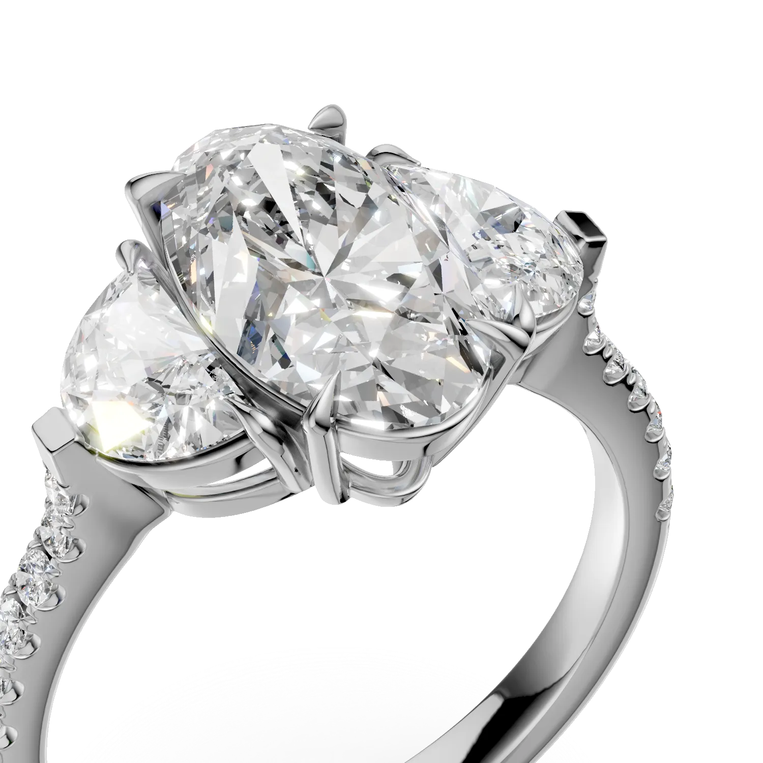 Пръстен от 18K бяло злато с 2ct диамант и 0.99ct диаманти