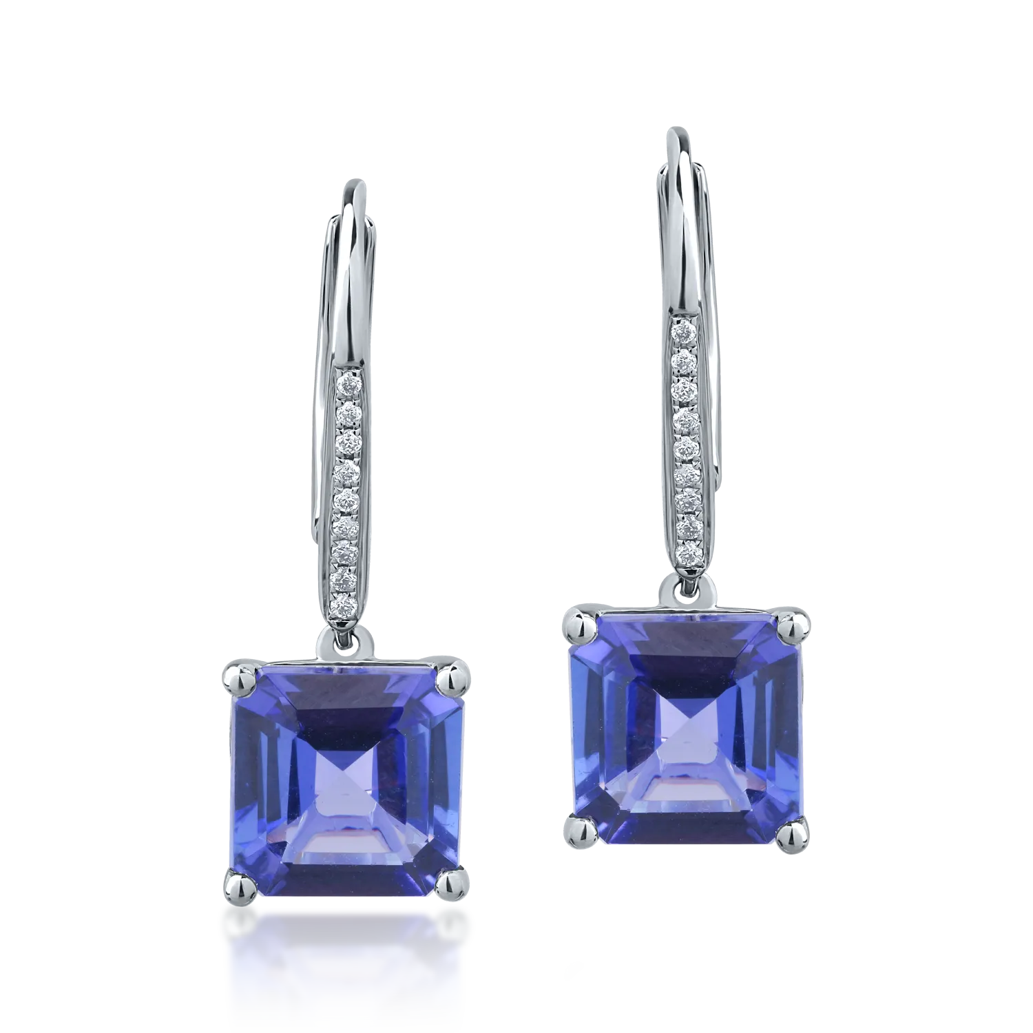 18K white gold earrings with 5.87ct tanzanites and 0.07ct diamonds