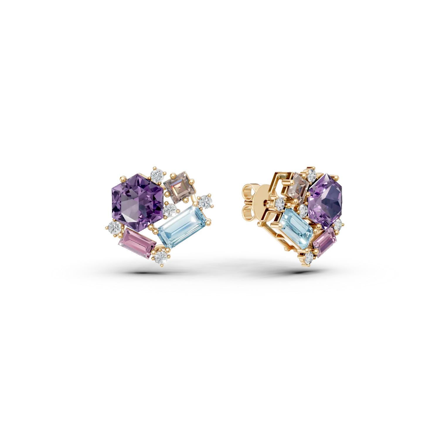 Teilor Cercei din aur galben cu pietre pretioase si semipretioase de 3.55ct