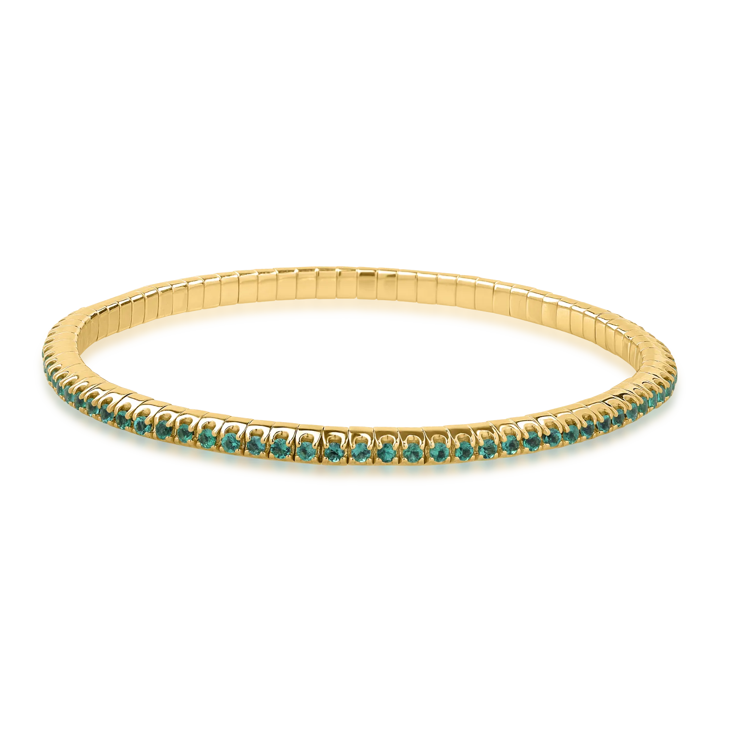 Bratara tennis din aur galben de 18K cu smaralde de 1.72ct