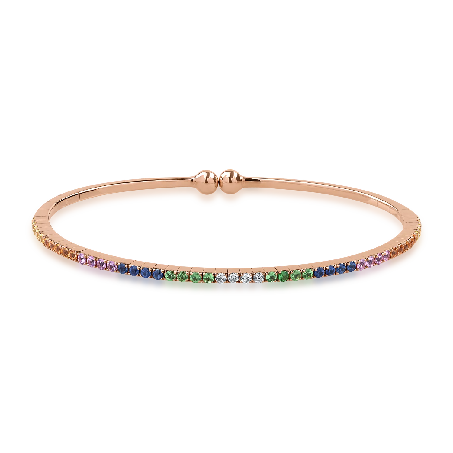 Bratara din aur roz cu safire multicolore de 1.24ct si diamante de 0.09ct