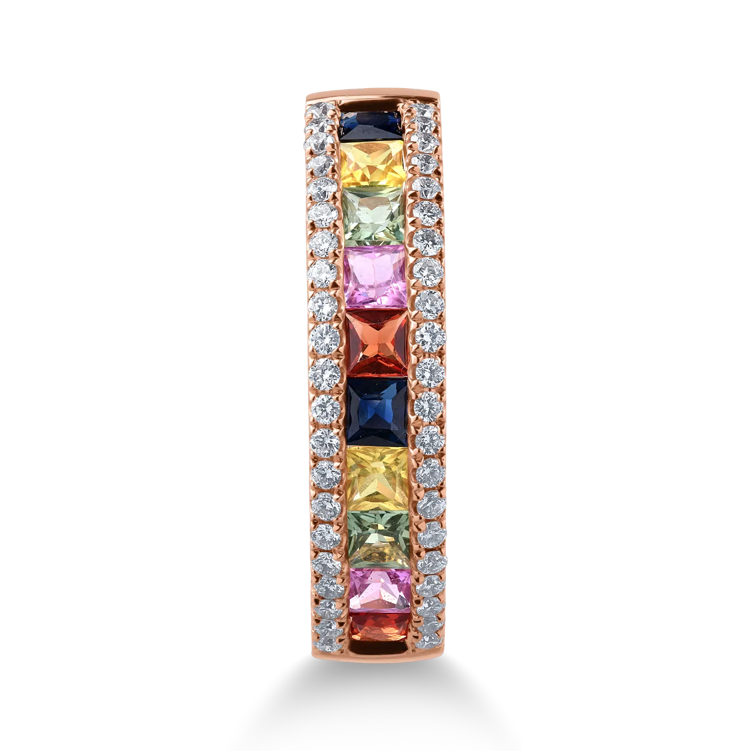 Inel din aur roz de 18K cu safire fancy de 1.14ct si diamante de 0.26ct