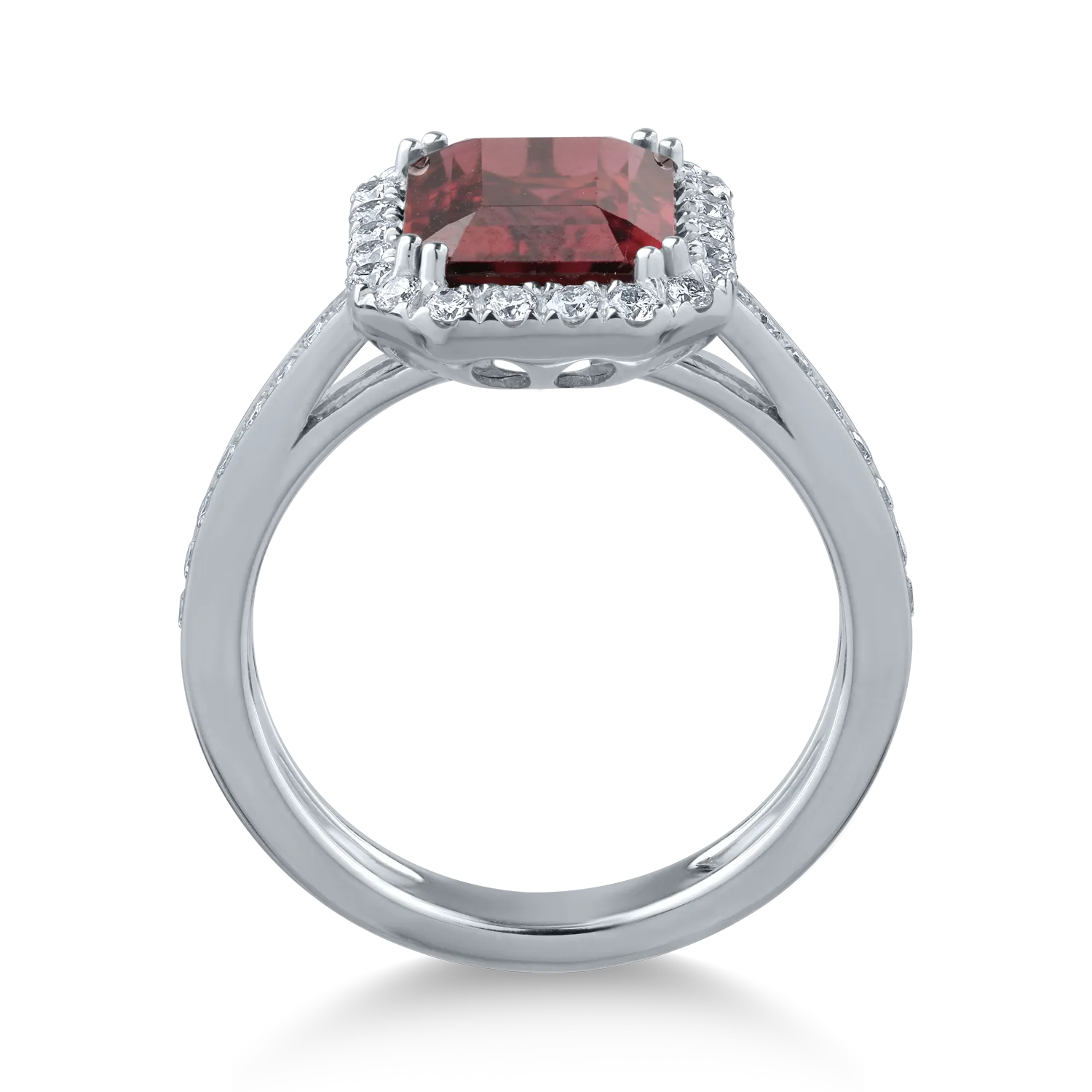 Inel din aur alb cu turmalina roz de 3.3ct si diamante de 0.4ct