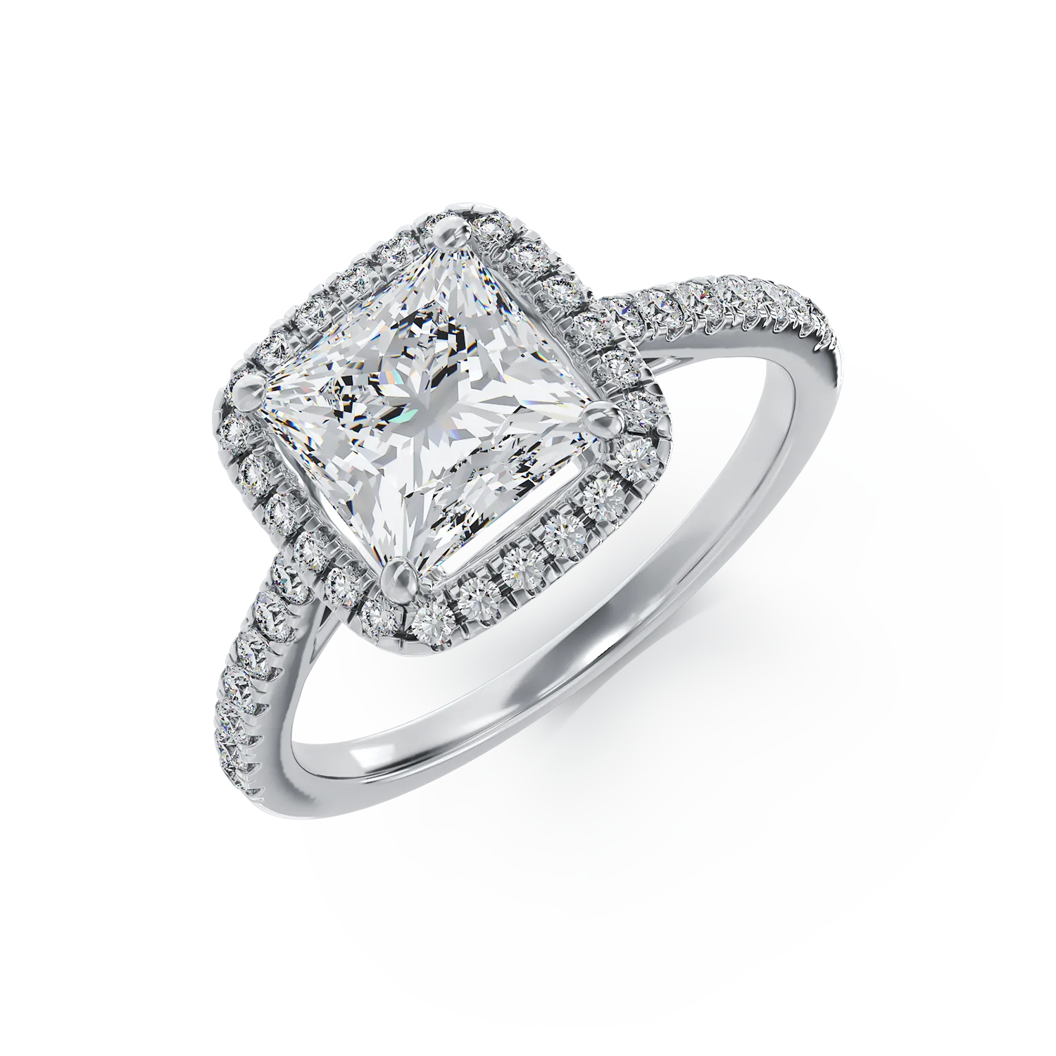 18K fehérarany eljegyzési gyűrű 2.02ct gyémánttal és 0.37ct gyémántokkal