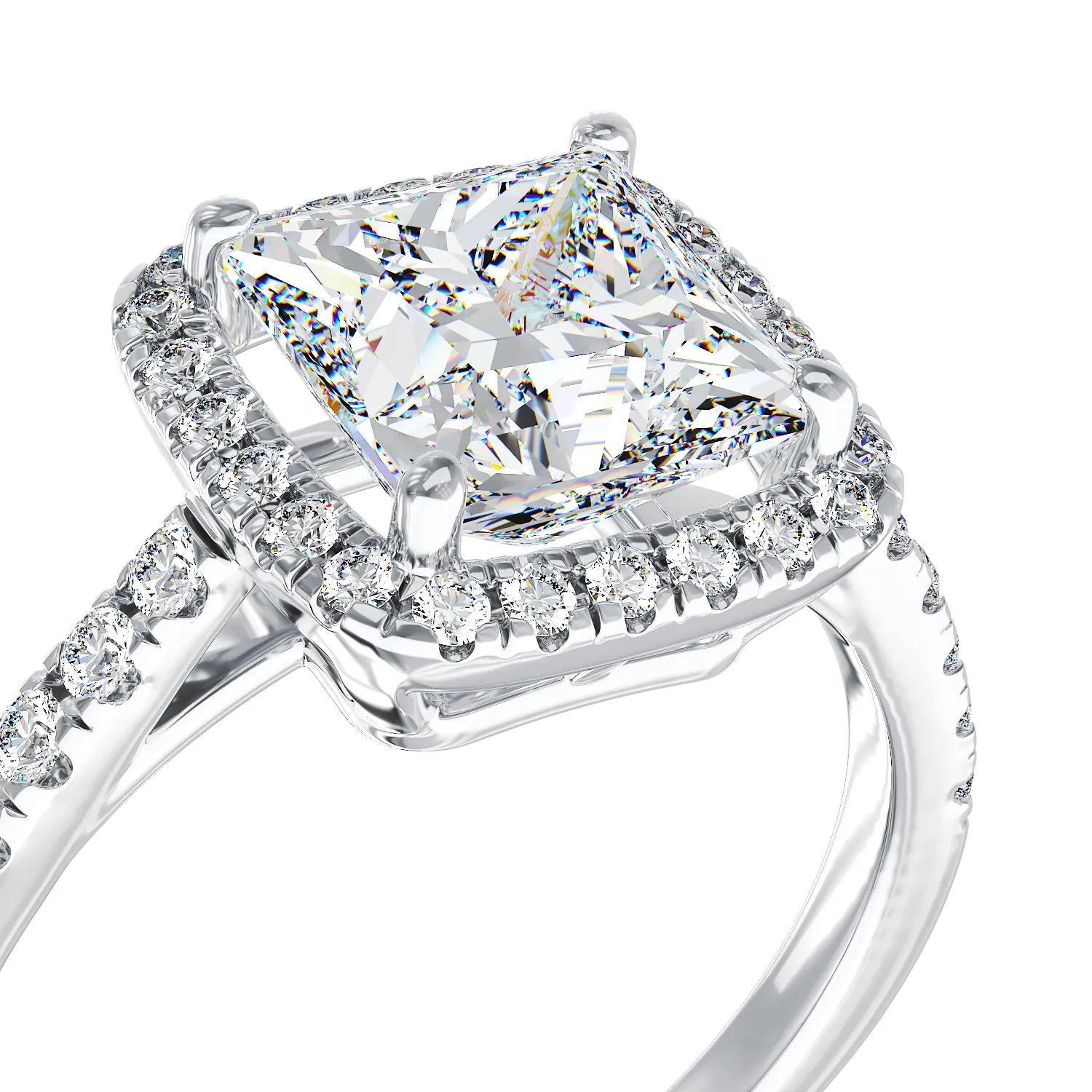 18K fehérarany eljegyzési gyűrű 2.02ct gyémánttal és 0.37ct gyémántokkal