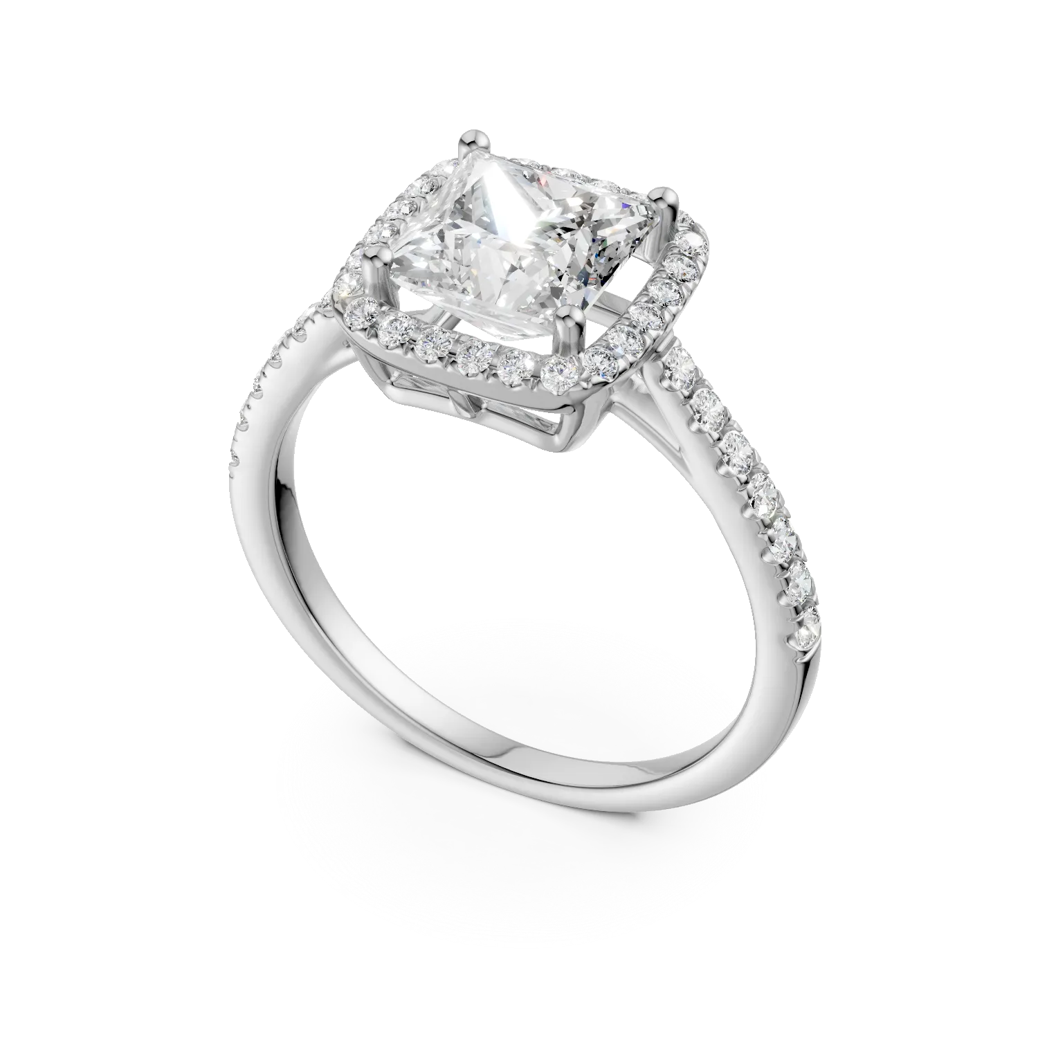 18K fehérarany eljegyzési gyűrű 2.02ct gyémánttal és 0.37ct gyémántokkal