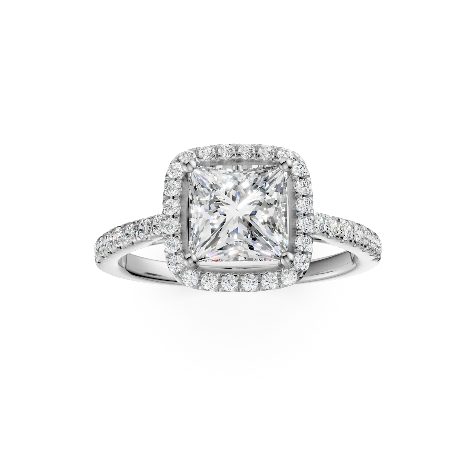 18K fehérarany eljegyzési gyűrű 2.02ct gyémánttal és 0.37ct gyémántokkal