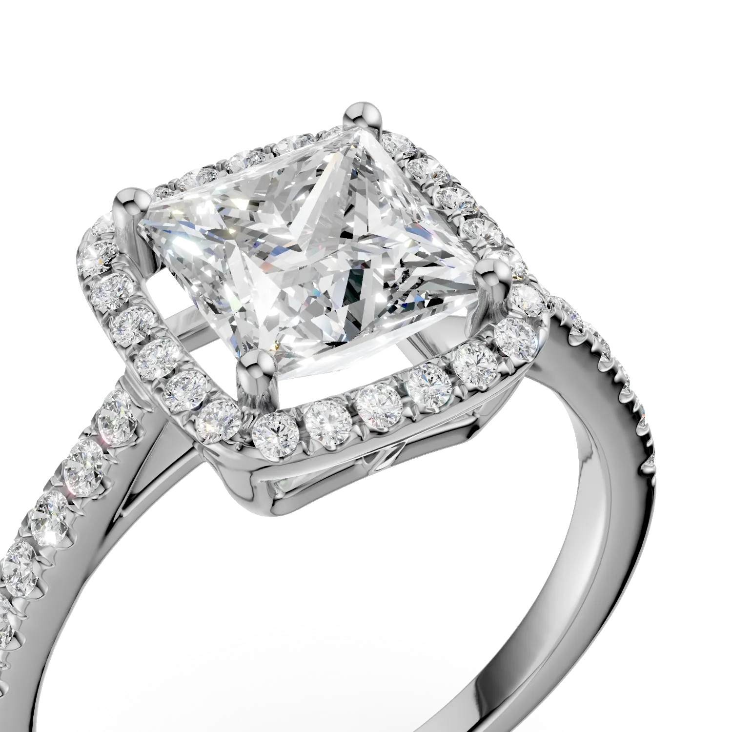 18K fehérarany eljegyzési gyűrű 2.02ct gyémánttal és 0.37ct gyémántokkal