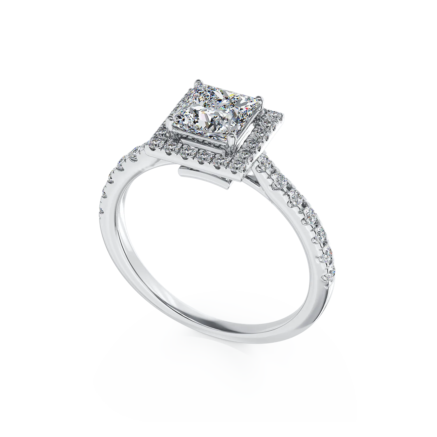 Inel de logodna din aur alb de 18K cu diamant de 0.8ct si diamante de 0.38ct - 1 | YEO