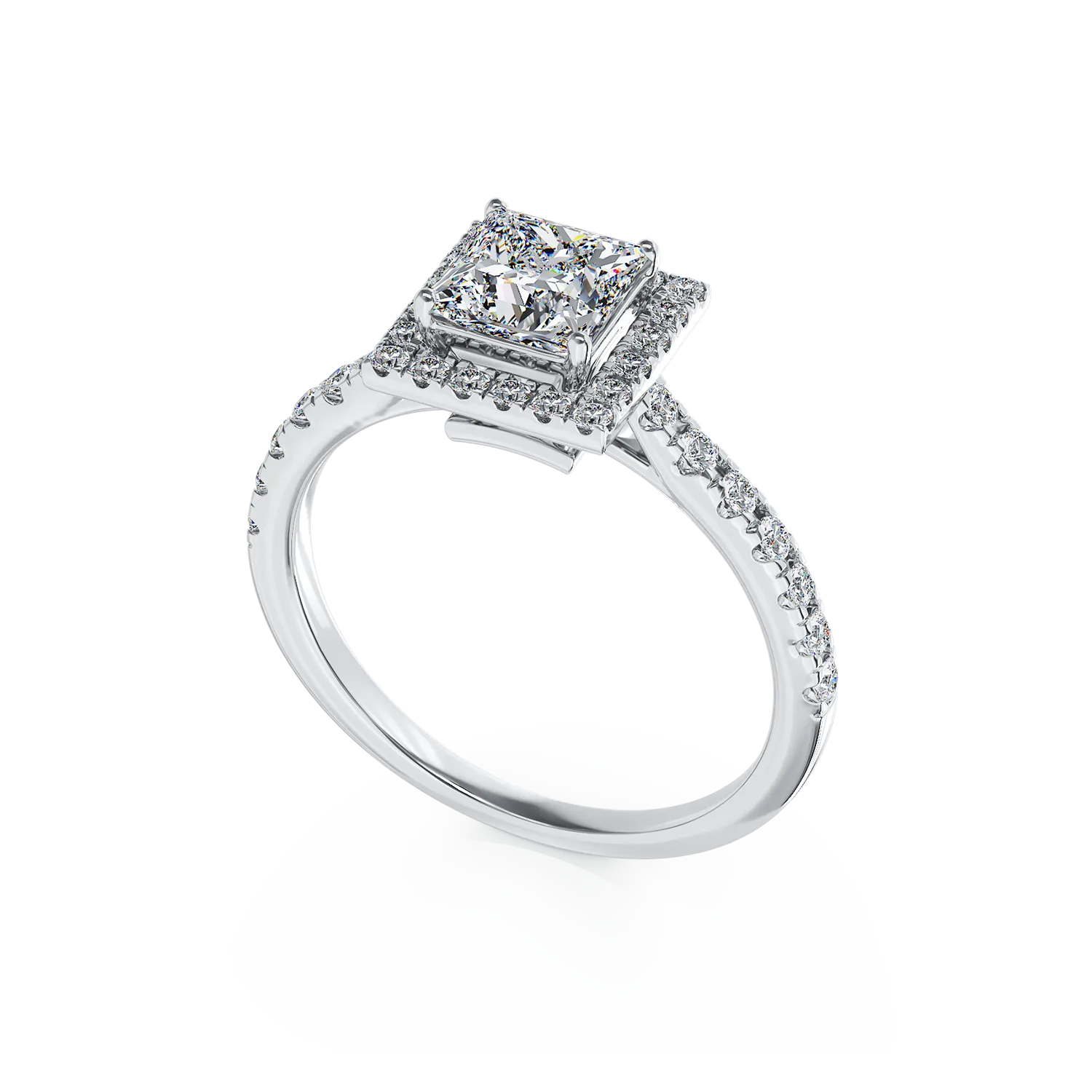 Годежен пръстен от 18K бяло злато с 0.8ct диамант и 0.38ct диаманти