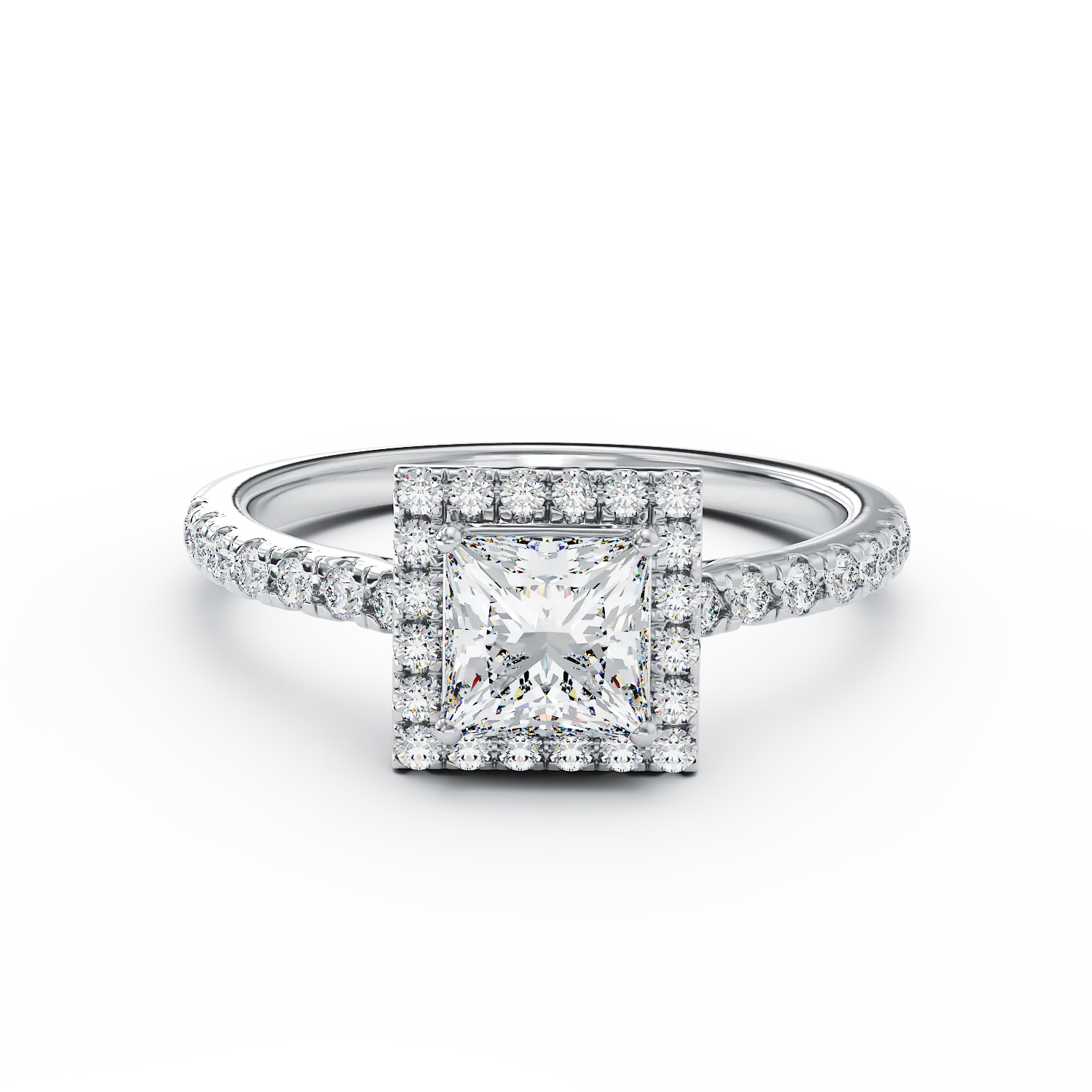 Годежен пръстен от 18K бяло злато с 0.8ct диамант и 0.38ct диаманти
