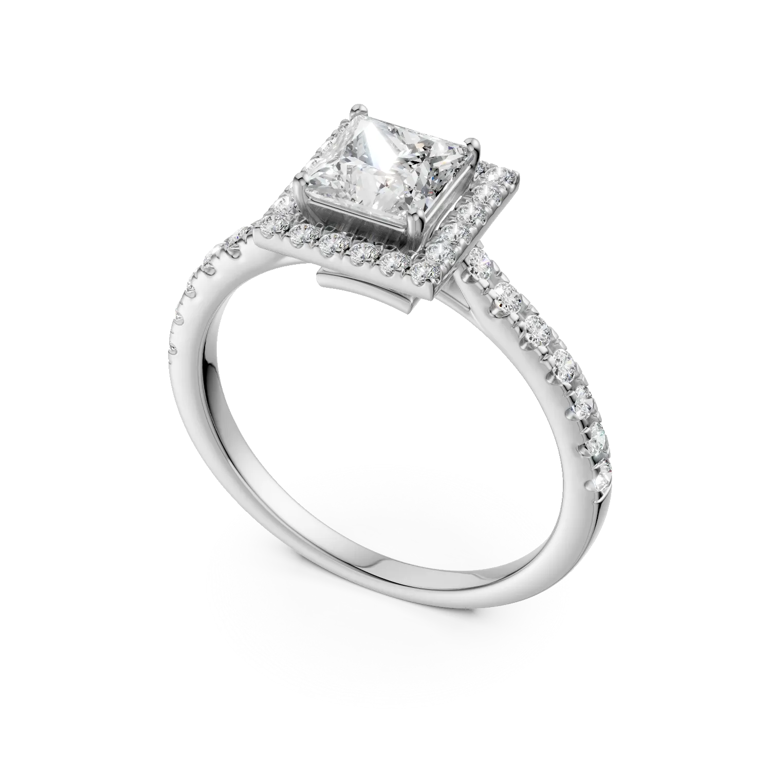 Годежен пръстен от 18K бяло злато с 0.8ct диамант и 0.38ct диаманти