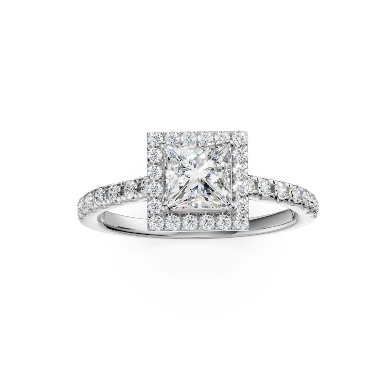 Годежен пръстен от 18K бяло злато с 0.8ct диамант и 0.38ct диаманти