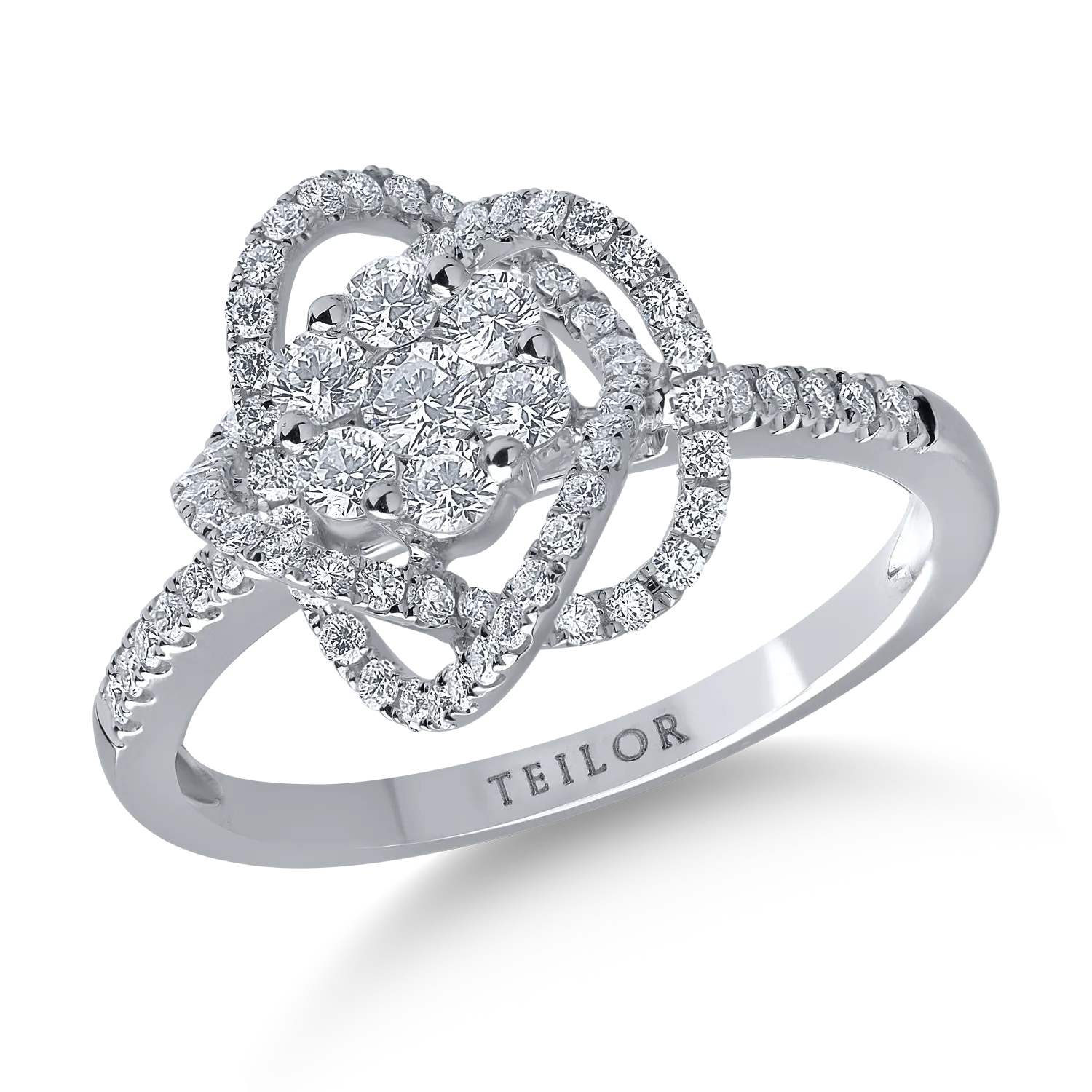 18K fehérarany gyűrű 0.6ct gyémántokkal