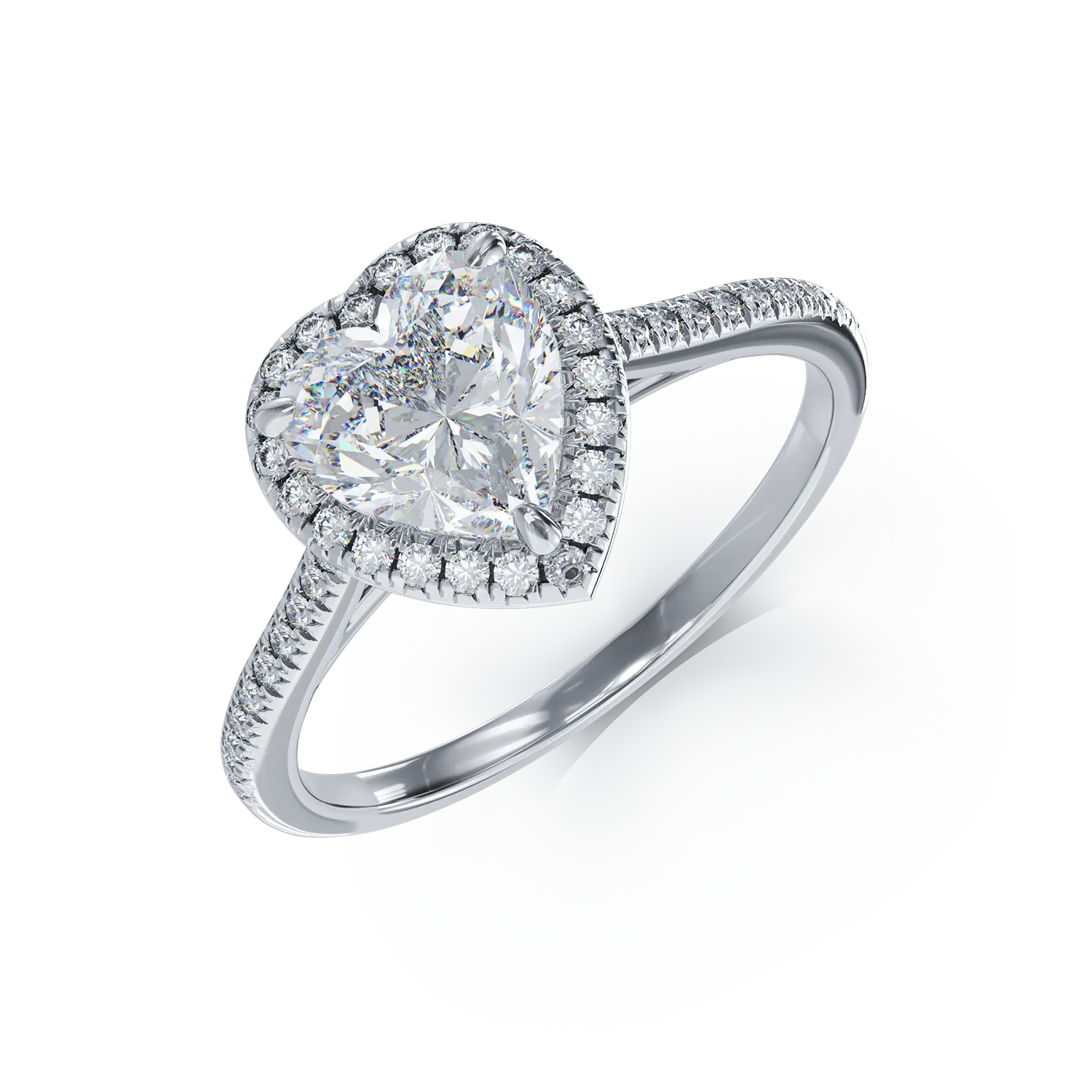 White gold engagement ring with 0.84ct diamond and 0.14ct diamonds