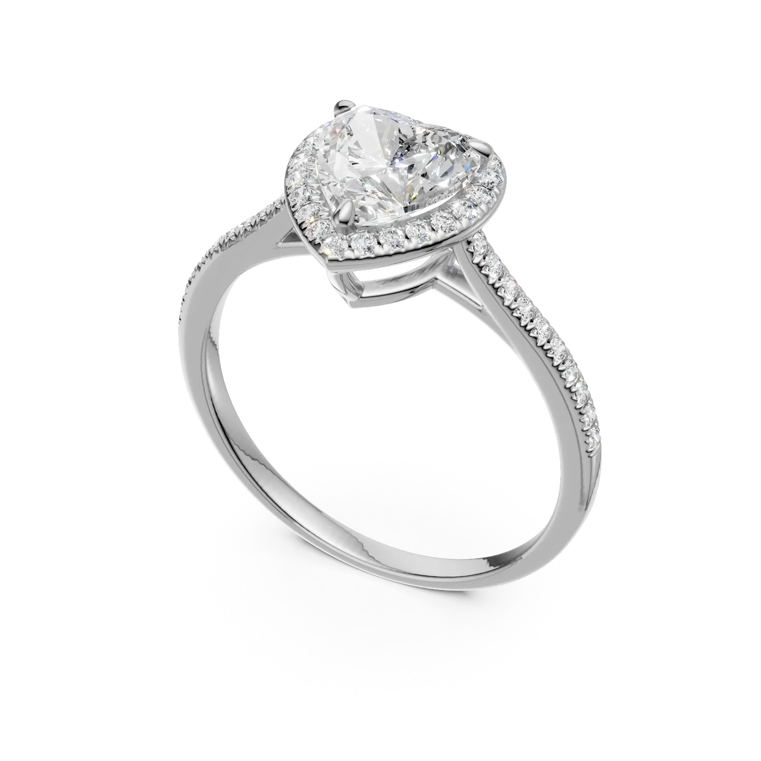 Годежен пръстен от 18K бяло злато с 0.84ct диамант и 0.14ct диаманти