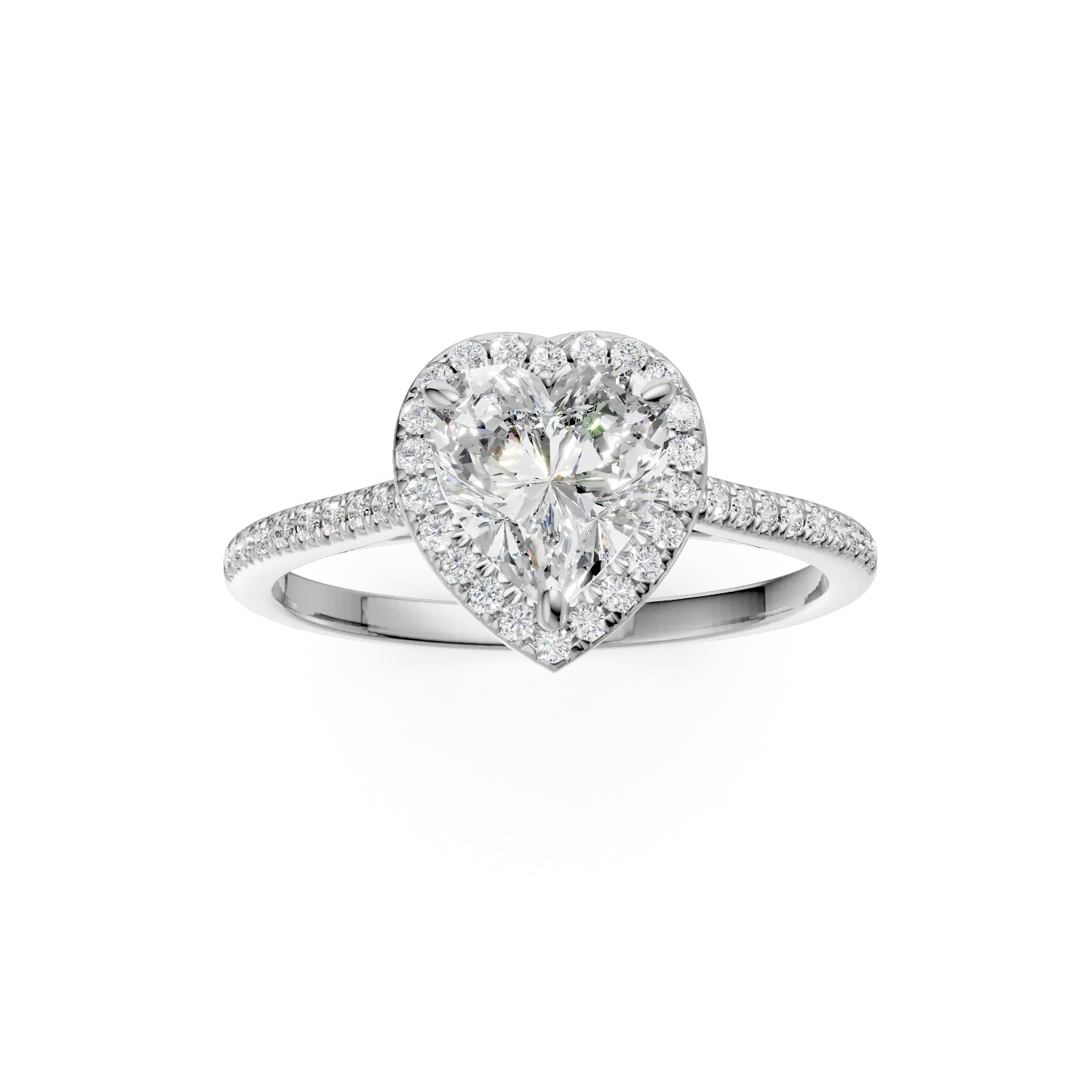 Годежен пръстен от 18K бяло злато с 0.84ct диамант и 0.14ct диаманти