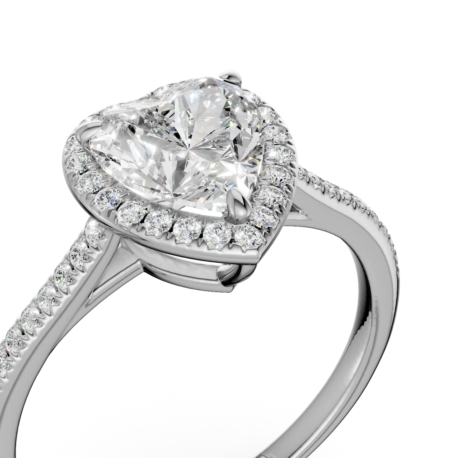 Годежен пръстен от 18K бяло злато с 0.84ct диамант и 0.14ct диаманти
