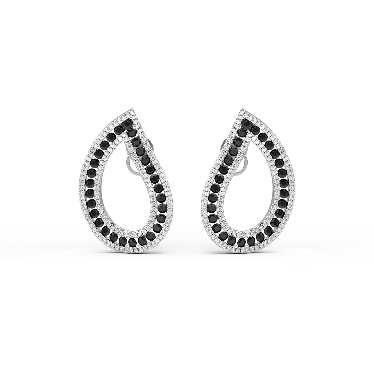 Cercei din aur alb cu diamante negre de 1.82ct si diamante transparente de 0.62ct-153235