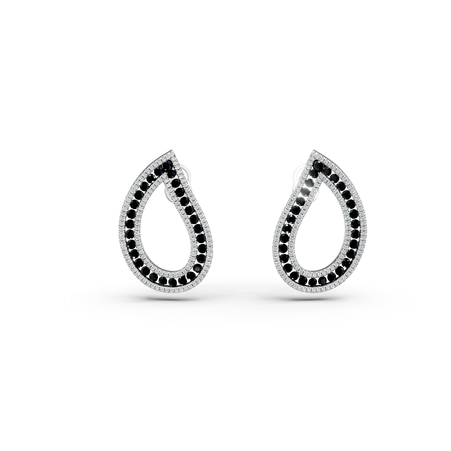 Cercei din aur alb cu diamante negre de 1.82ct si diamante transparente de 0.62ct