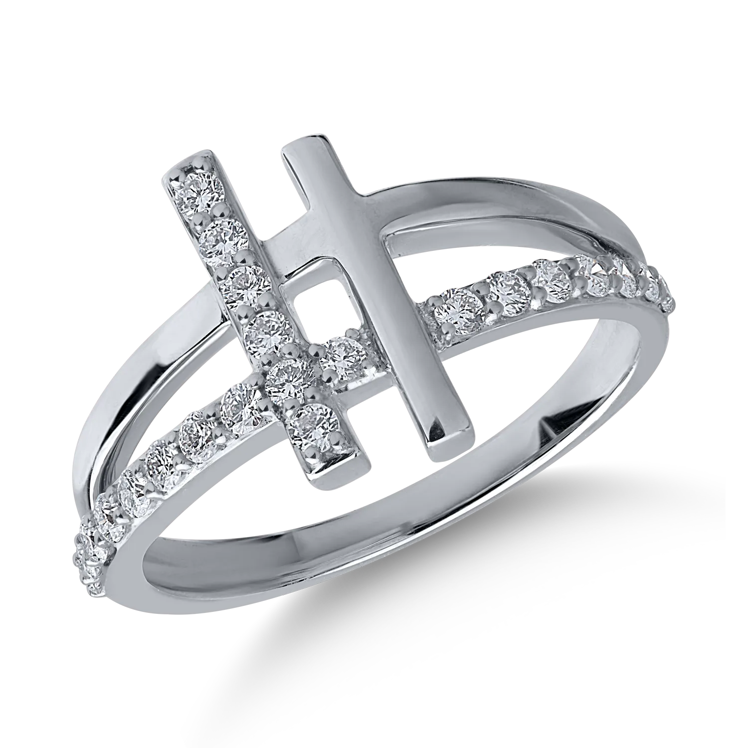 18K fehérarany gyűrű 0.307ct gyémántokkal