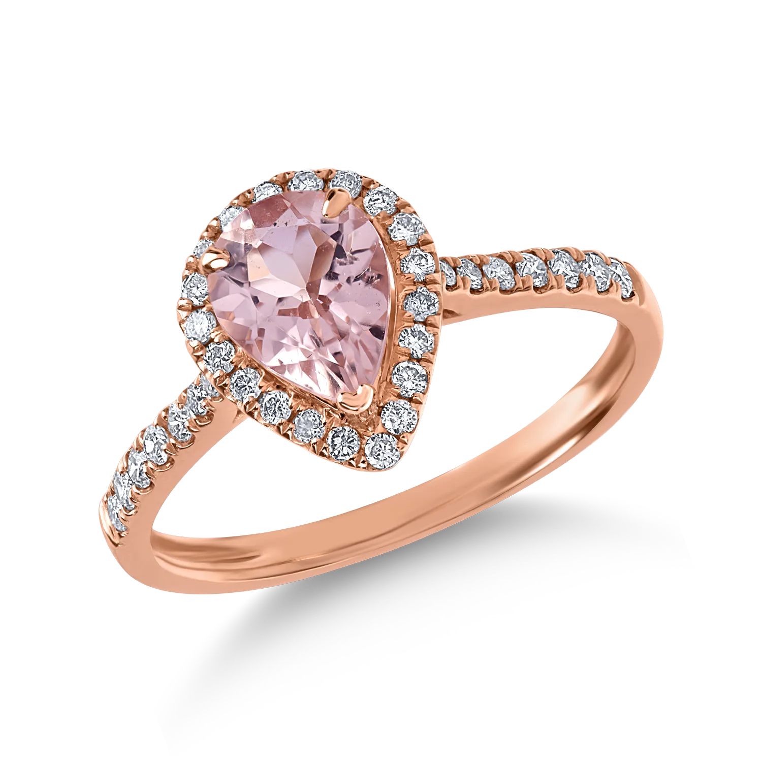 Inel din aur roz cu morganit de 0.9ct si diamante de 0.31ct
