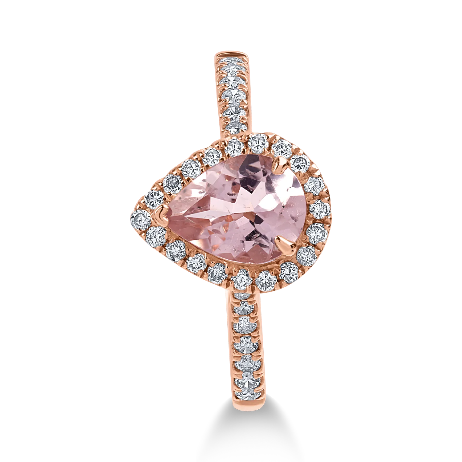 Pierścionek z różowego złota z morganitem 0.9ct i brylantami 0.31ct