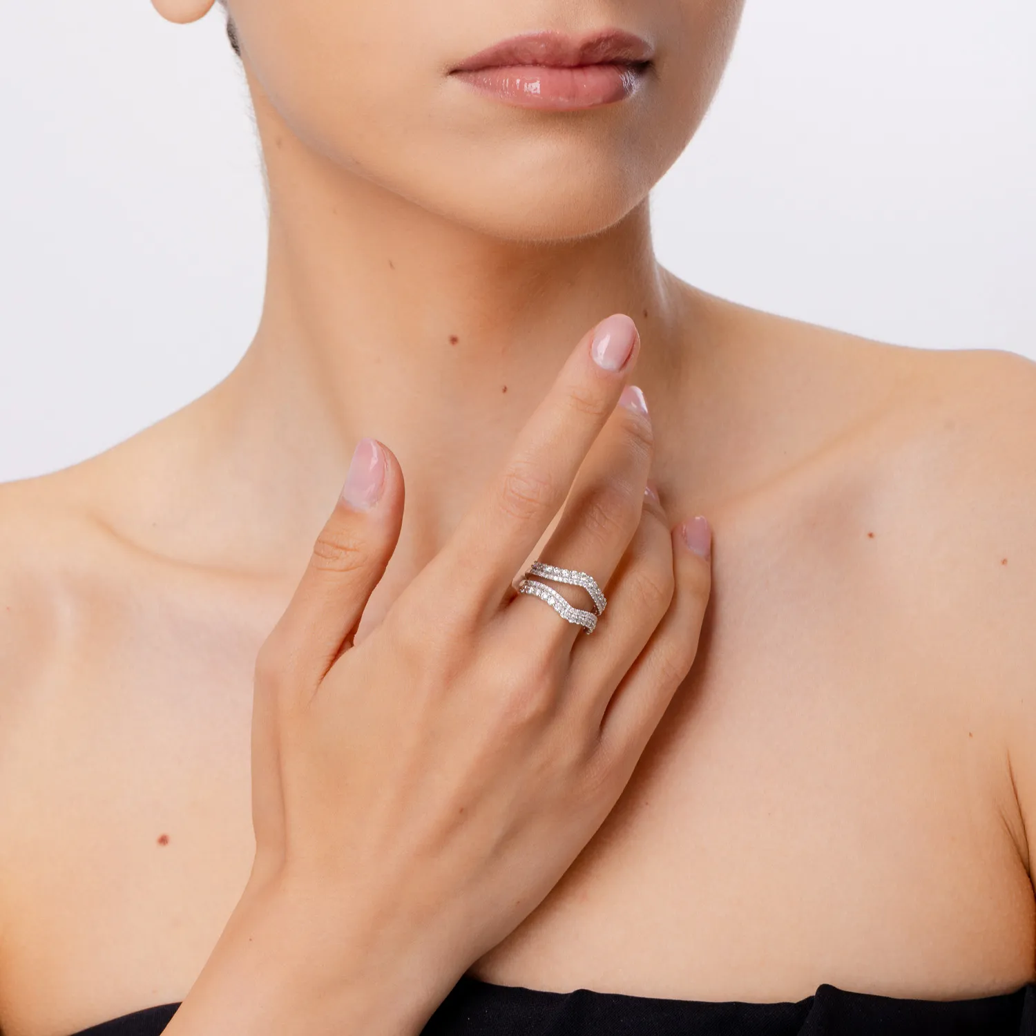 18K fehérarany gyűrű 1.277ct gyémántokkal