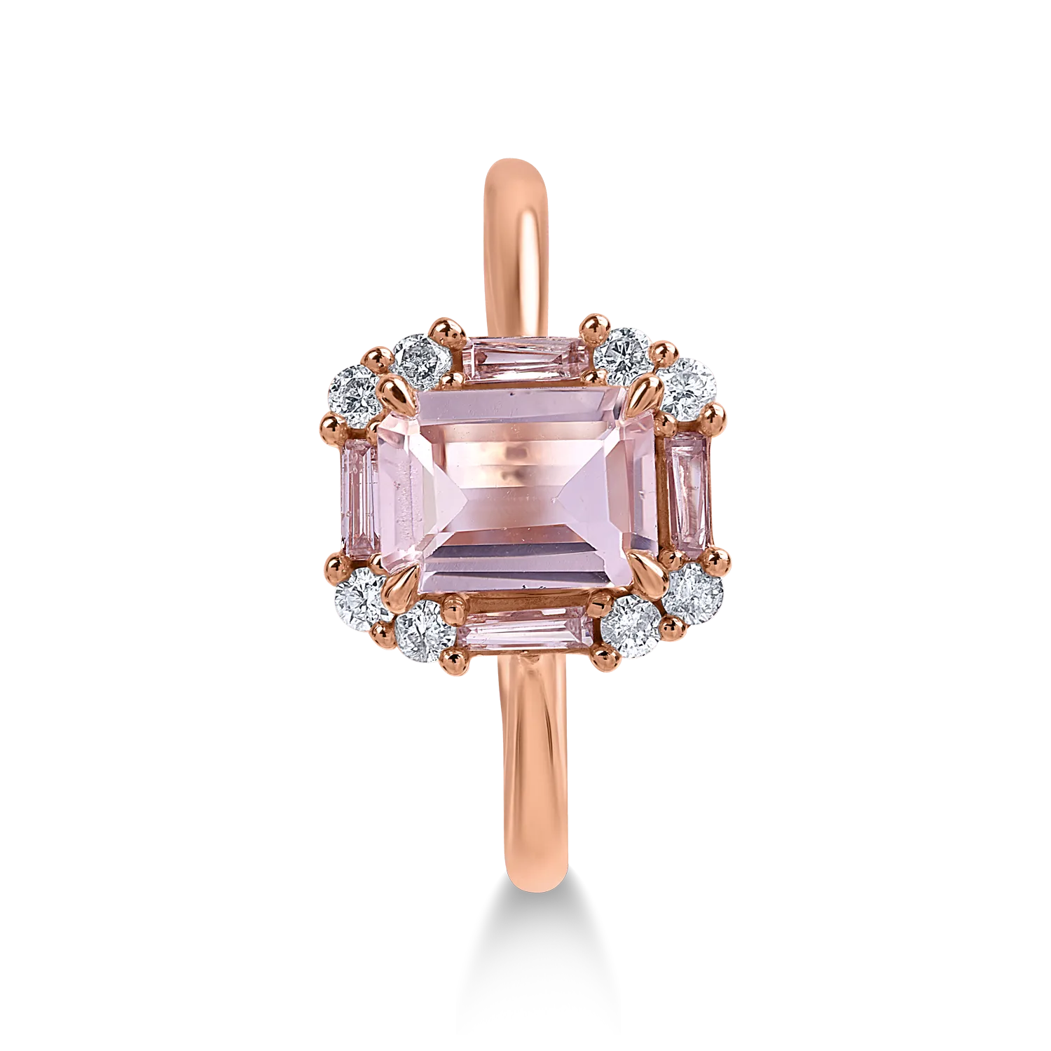Inel din aur roz cu morganit de 0.89ct si diamante de 0.34ct - imagine 2