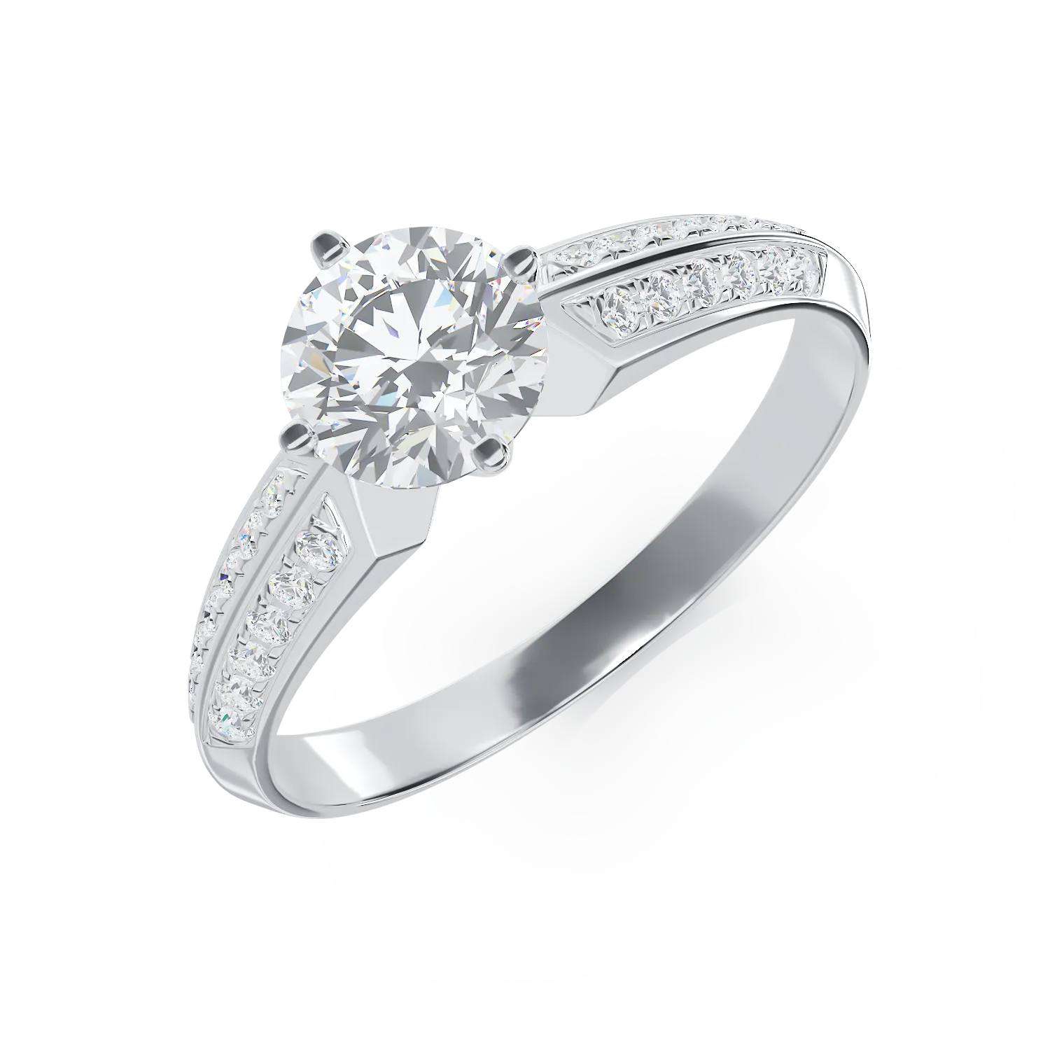 18K white gold engagement ring with 0.59ct diamond and 0.09ct diamonds