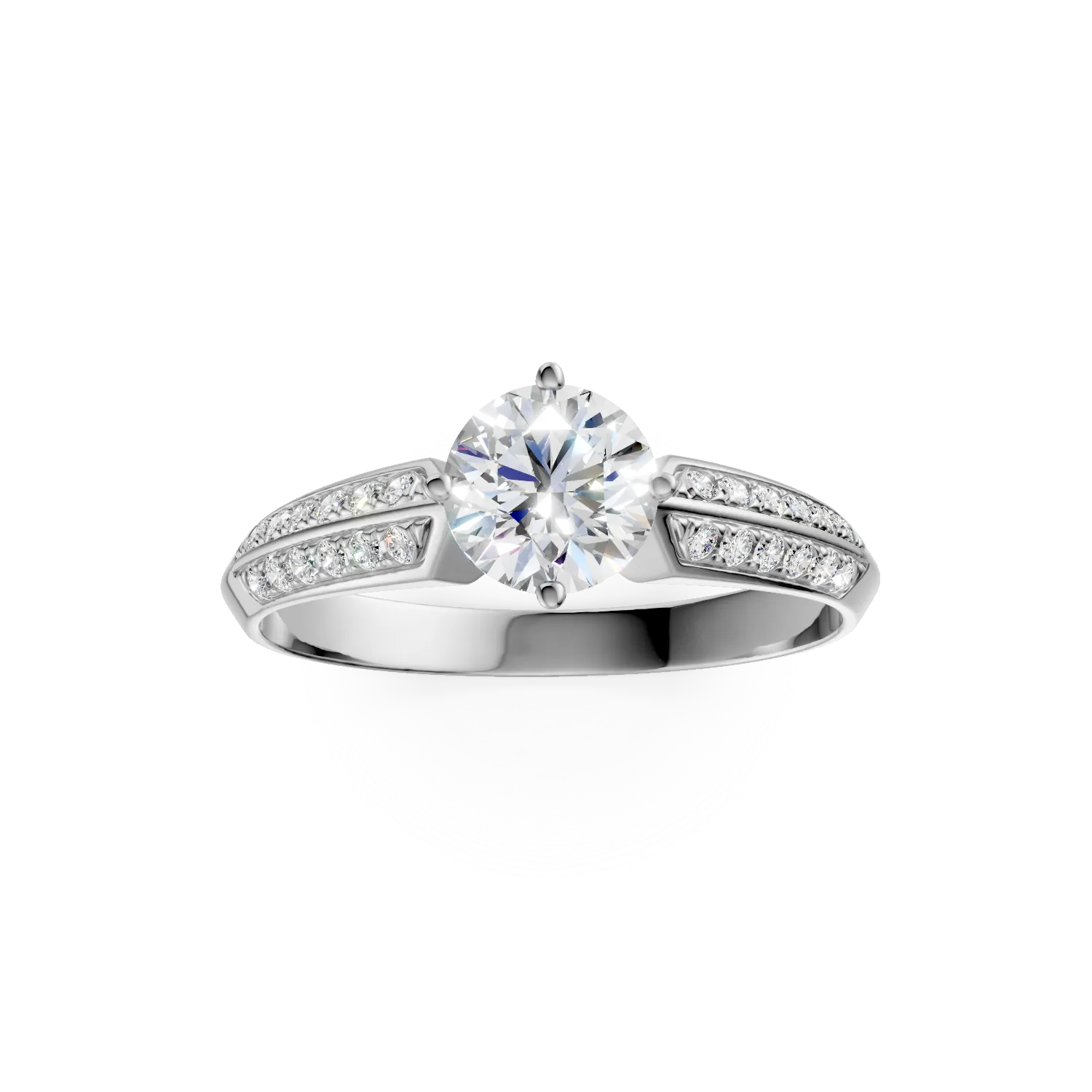 Inel de logodna din aur alb de 18K cu diamant de 0.59ct si diamante de 0.09ct