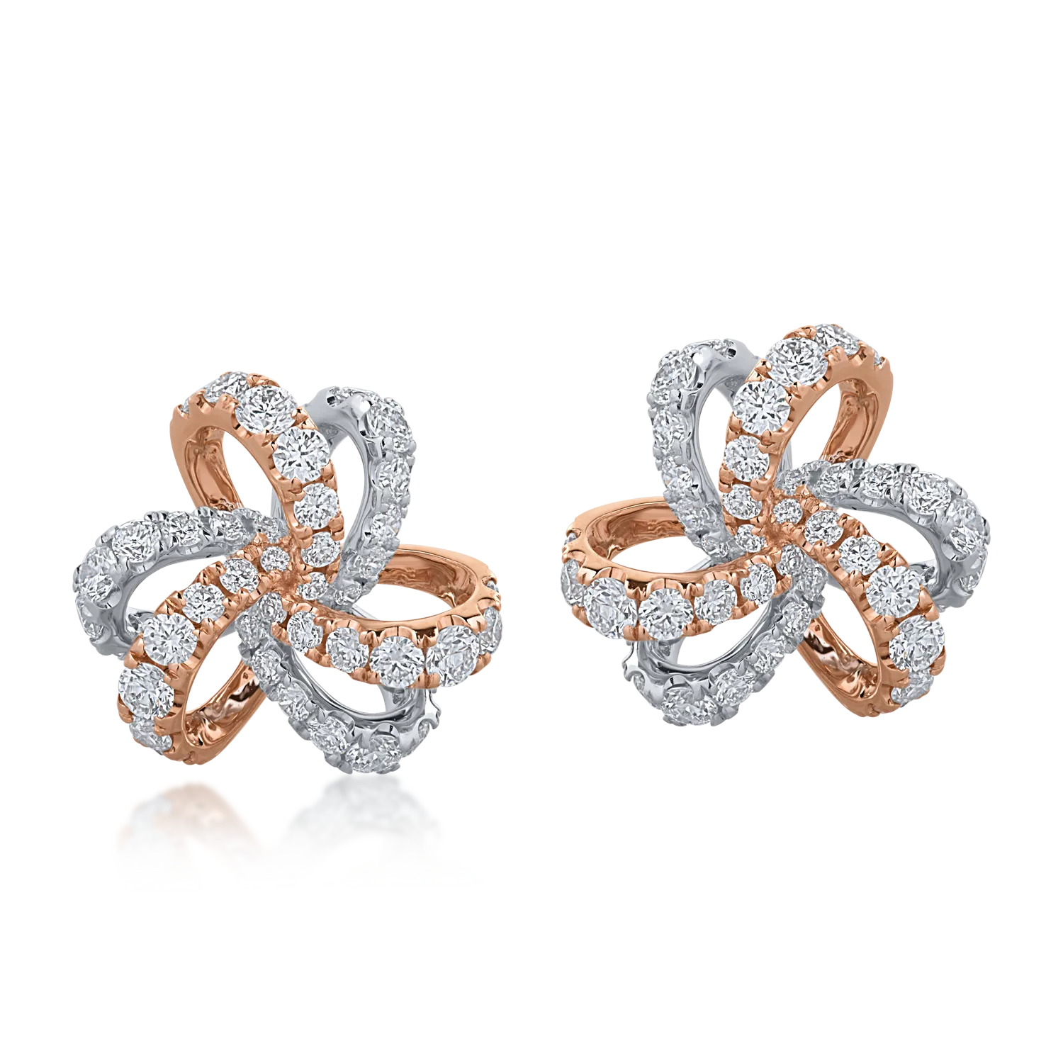 Cercei din aur roz cu diamante de 1.052ct - imagine 2