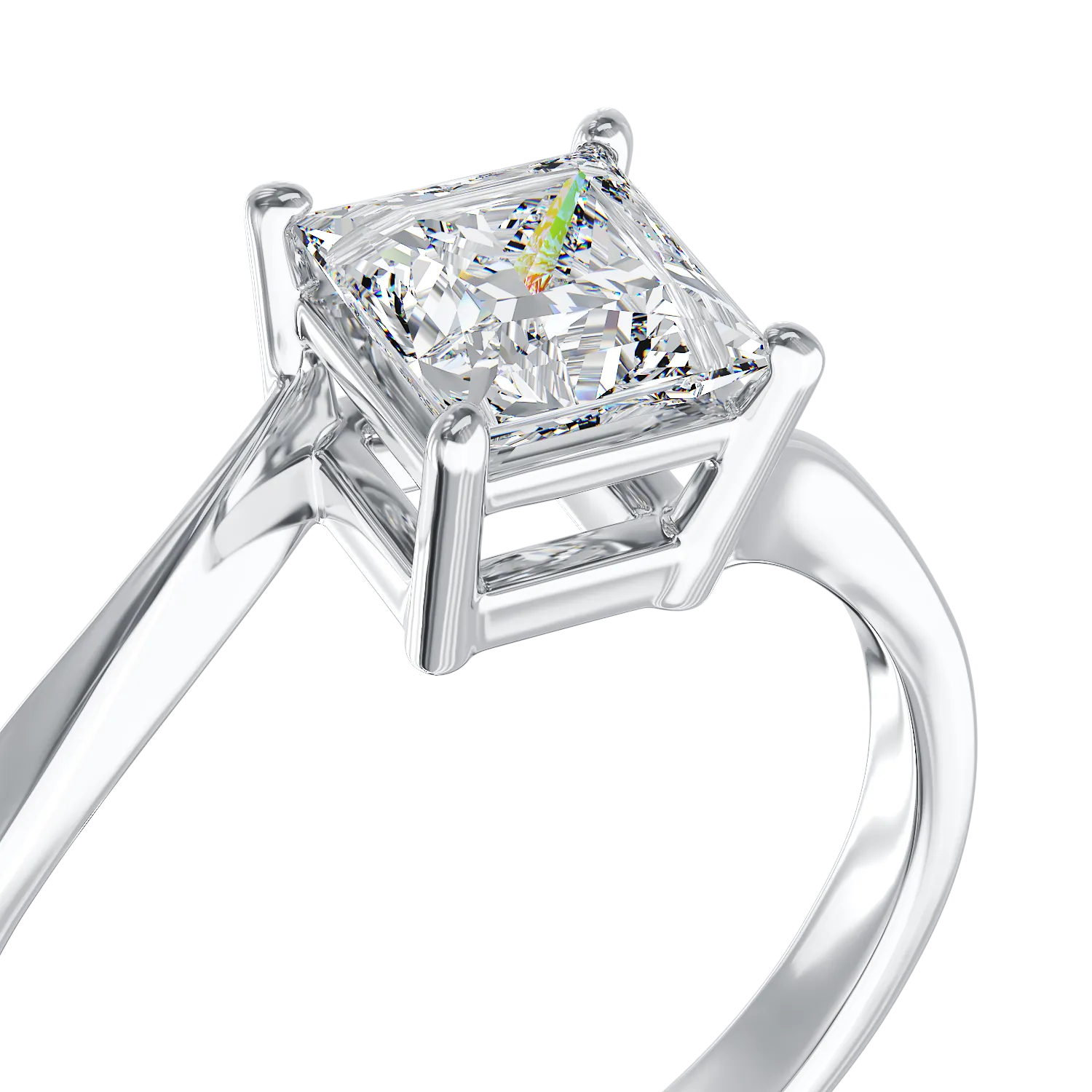 Годежен пръстен от бяло злато 18K с диамант от пасианс 0.7ct