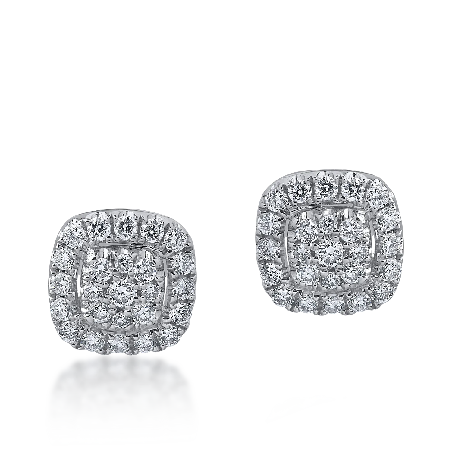 Обеци от бяло розово злато 18K с диаманти 1.01ct